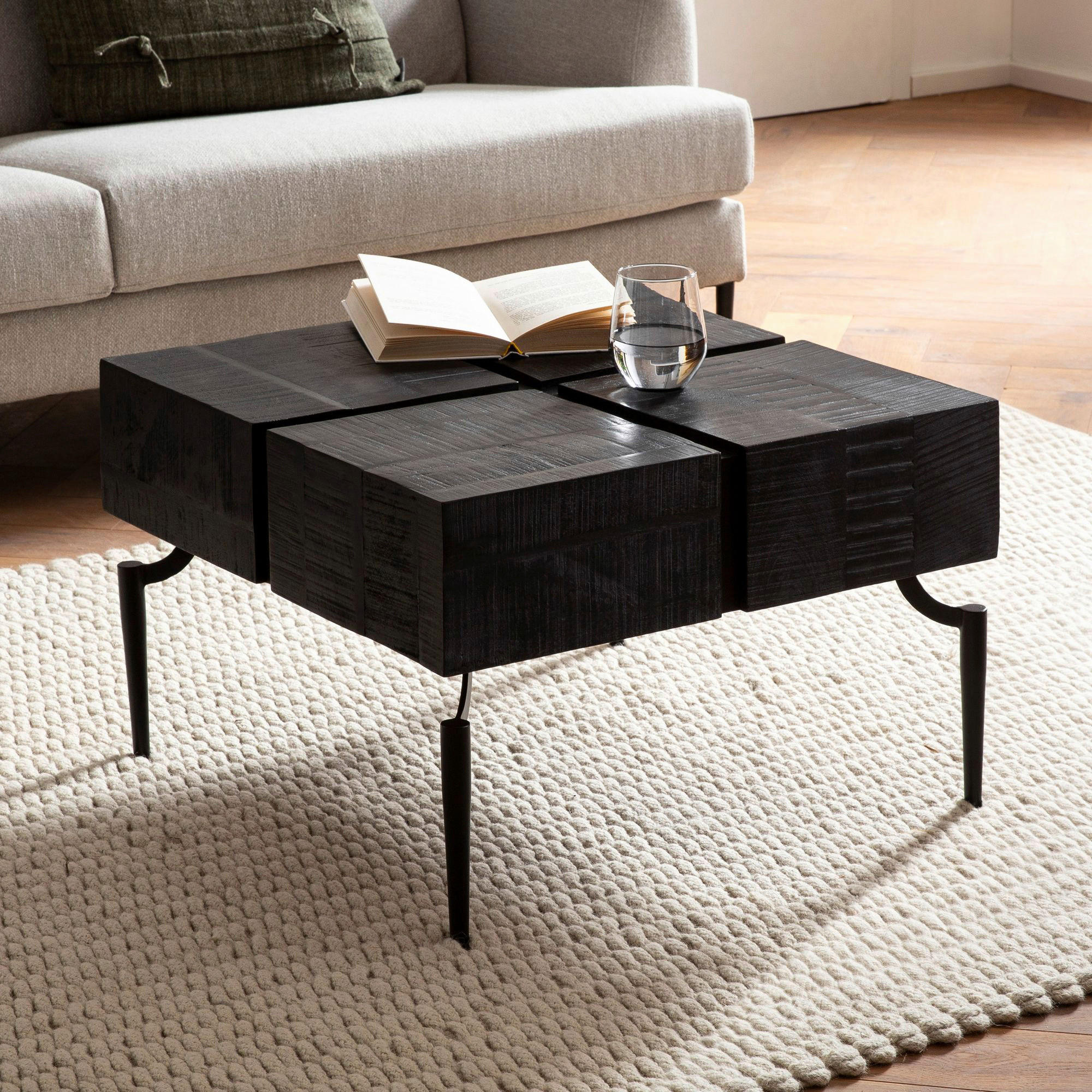 Couchtisch schwarz B/H/T: ca. 60x40x60 cm Couchtisch - schwarz (60,00/40,00/60,00cm) - Wohnling