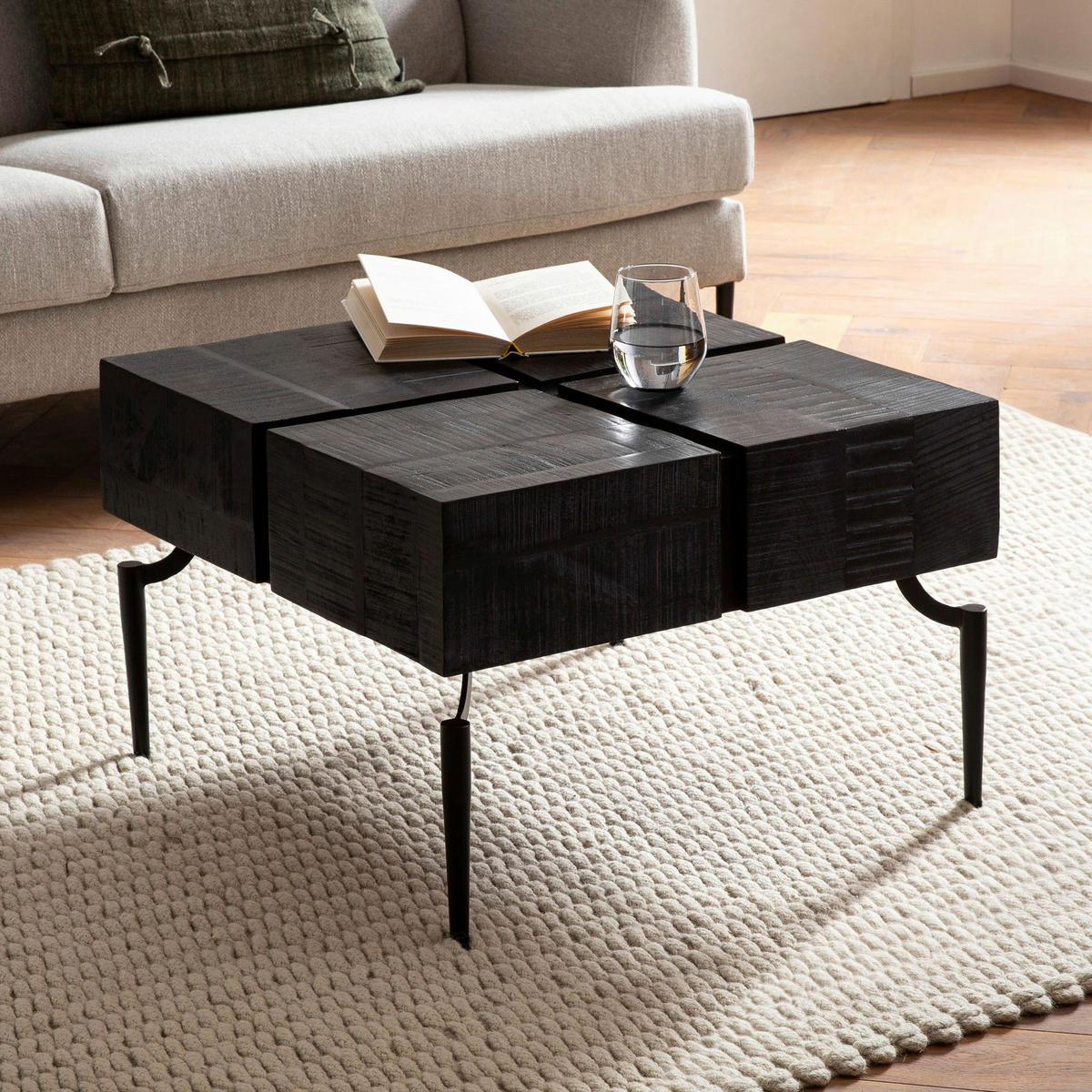 Couchtisch schwarz B/H/T: ca. 60x40x60 cm Couchtisch - schwarz (60,00/40,00/60,00cm) - Wohnling