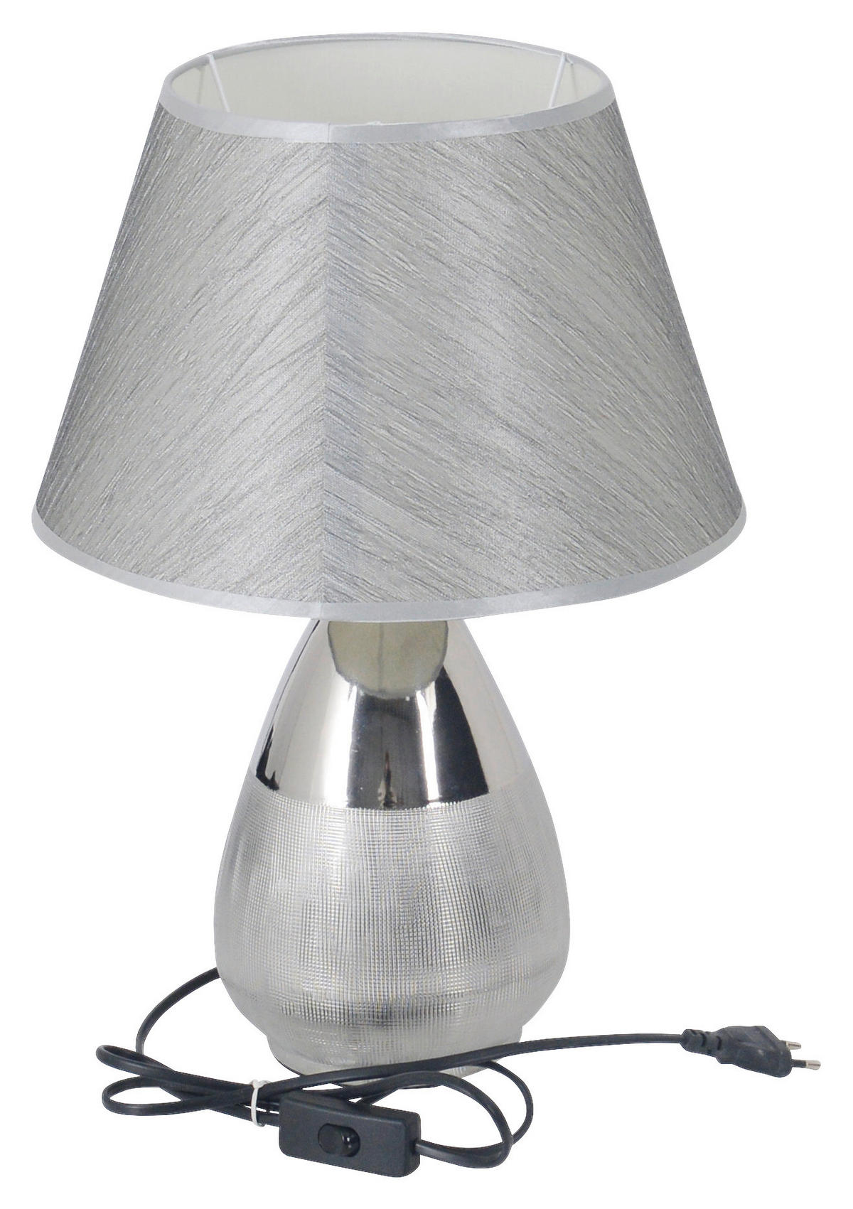 Näve Leuchten Tischleuchte silber Textil Metall B/H/T/D: ca. 30x44x30x30 cm E27 1 Brennstellen GRADO - silber (30,00/44,00/30,00cm) - Näve Leuchten