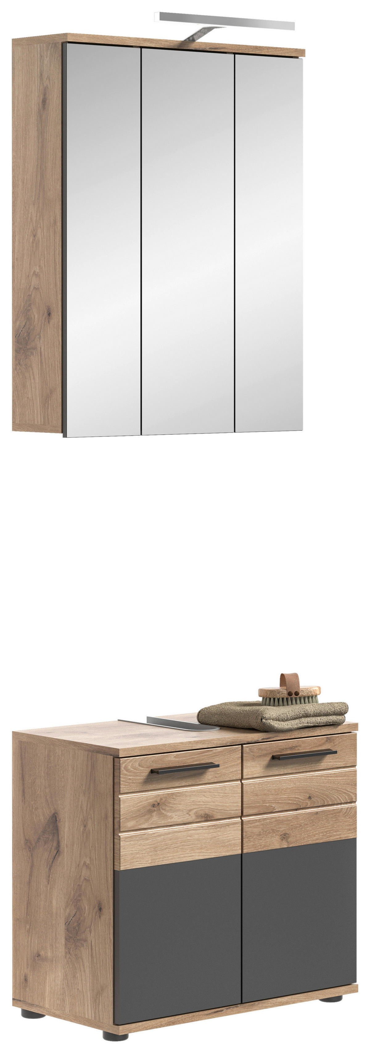 Badezimmer-Set MASON Nox Oak Nachbildung edles Basaltgrau Nachbildung B/H/T: ca. 60x190x34 cm MASON - edles Basaltgrau (60,00/190,00/34,00cm) - xonox.home
