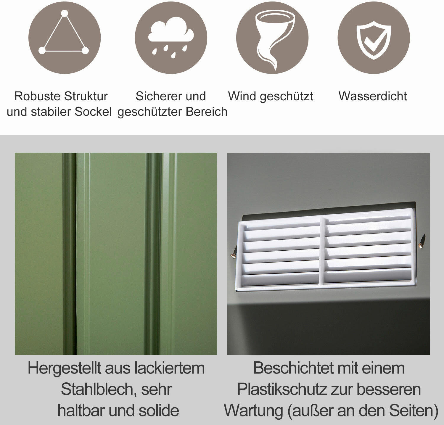 Outsunny Gartenschuppen grau Metall B/H/...