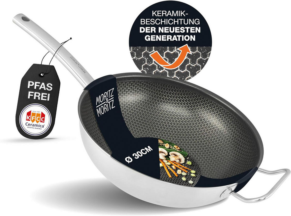 Moritz & Moritz Wokpfanne silber Aluminium Wokpfanne 30cm - silber - Moritz & Moritz
