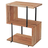 Beistelltisch natur schwarz pulverbeschichtet Akazie Edelstahl B/H/T: ca. 45x60x30 cm Beistelltisch - natur/schwarz (45,00/60,00/30,00cm) - Wohnling