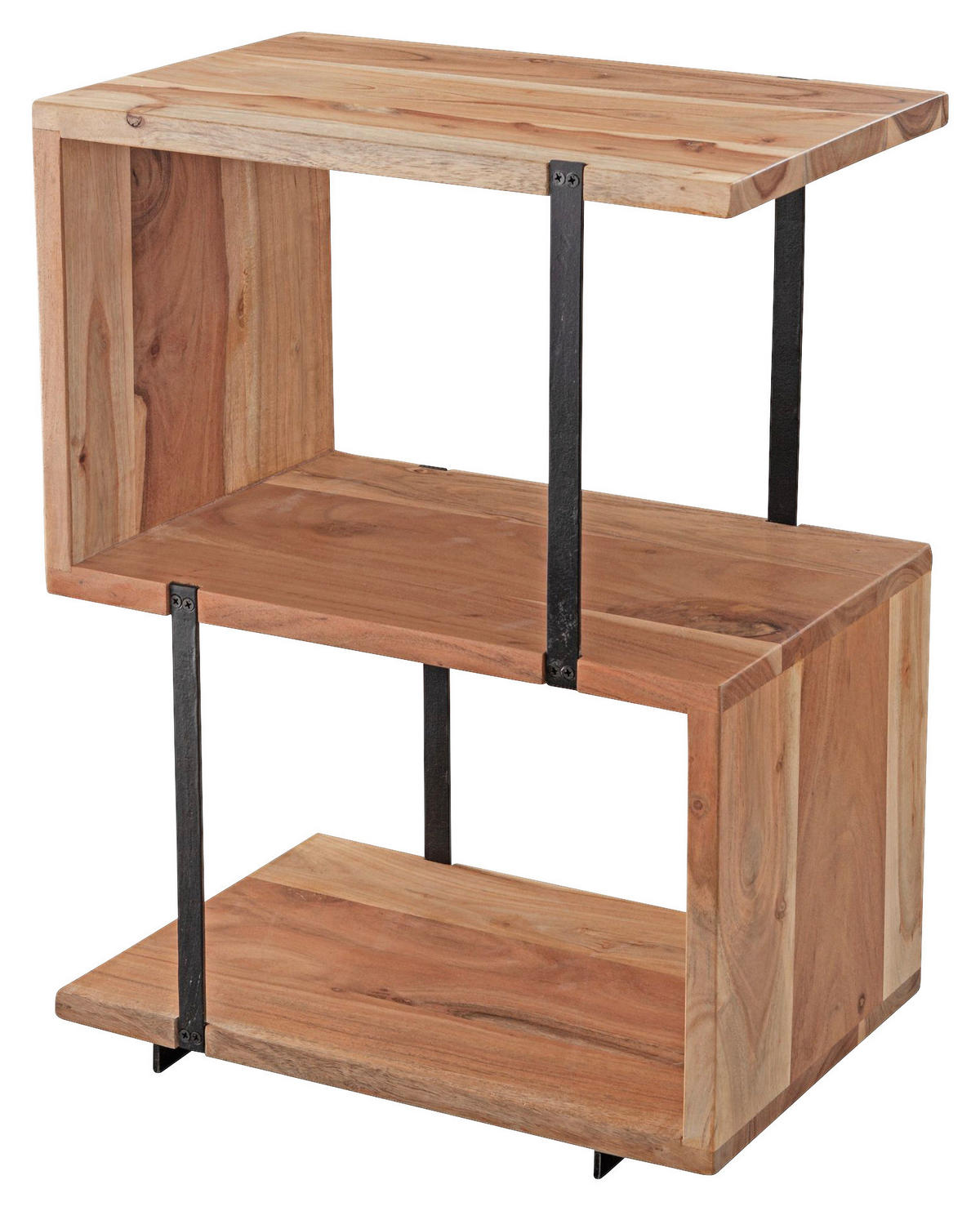 Beistelltisch natur schwarz pulverbeschichtet Akazie Edelstahl B/H/T: ca. 45x60x30 cm Beistelltisch - natur/schwarz (45,00/60,00/30,00cm) - Wohnling