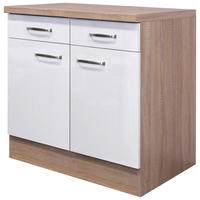 Unterschrank Valero weiß Hochglanz B/H/T: ca. 80x86x60 cm Valero - Eiche/weiß (80,00/86,00/60,00cm) - Flex-Well