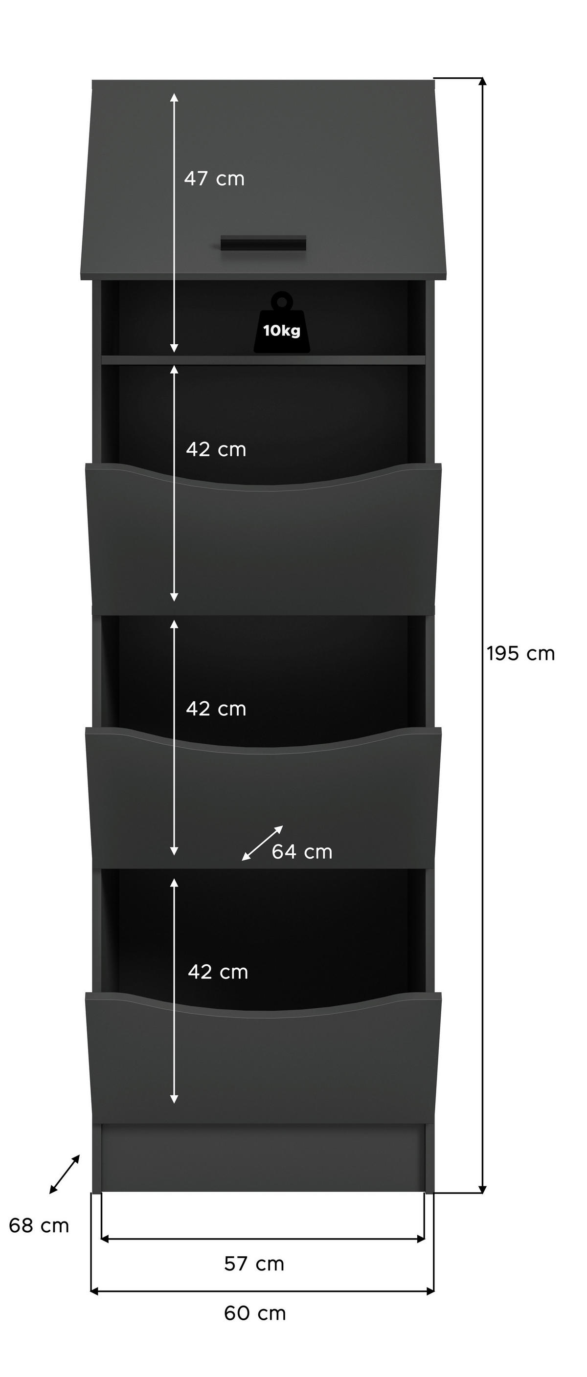 Wäscheschrank Free anthrazit B/H/T: ca. 60x196x68 cm Free - anthrazit (60,00/196,00/68,00cm) - xonox.home
