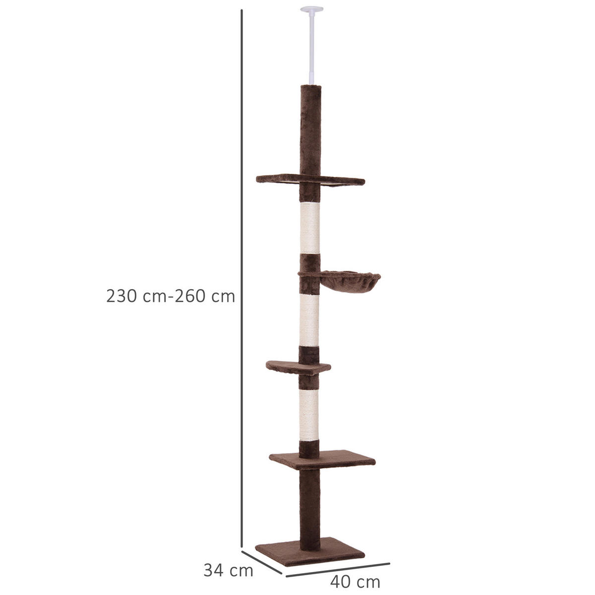 PawHut Kratzbaum braun Polyester B/H/L: ca. 30x260x40 cm Kratzbaum - braun (40,00/30,00/260,00cm) - PawHut