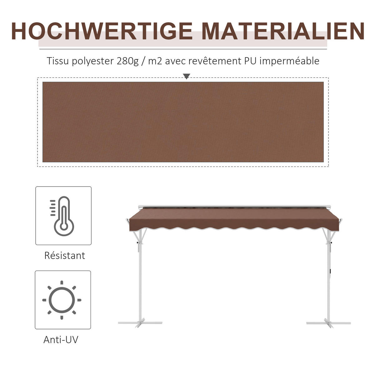 Outsunny Markise braun B/H/L: ca. 298x395x255 cm Standmarkise - braun (255,00/298,00/395,00cm) - Outsunny