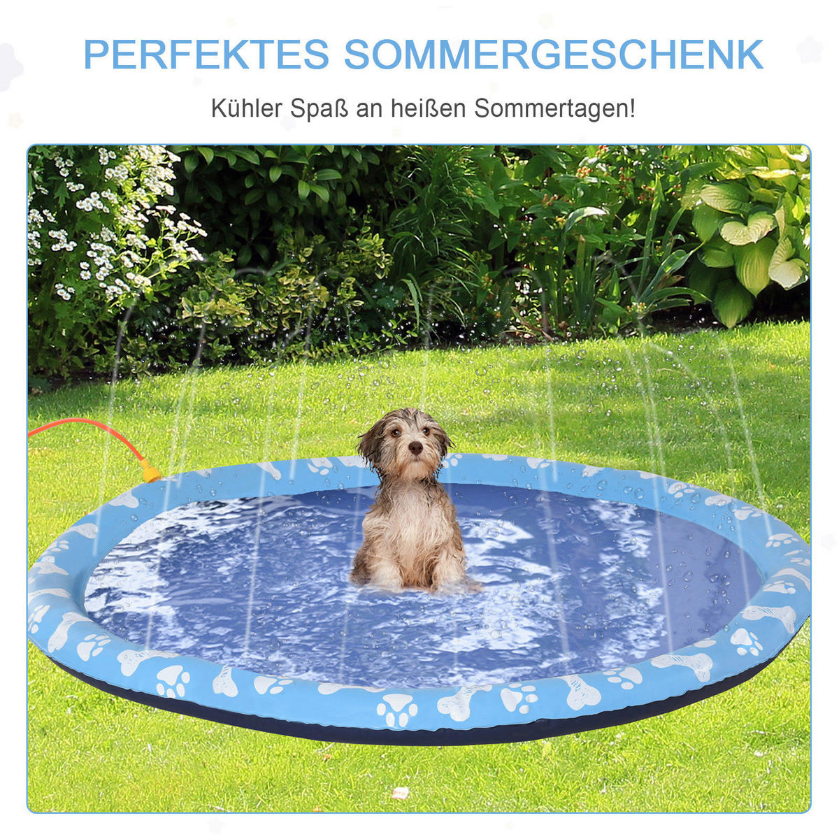 PawHut Hunde-Planschbecken blau Kunststoff B/H/L: ca. 150x1x150 cm Hunde-Planschbecken - blau (150,00/150,00/1,00cm) - PawHut