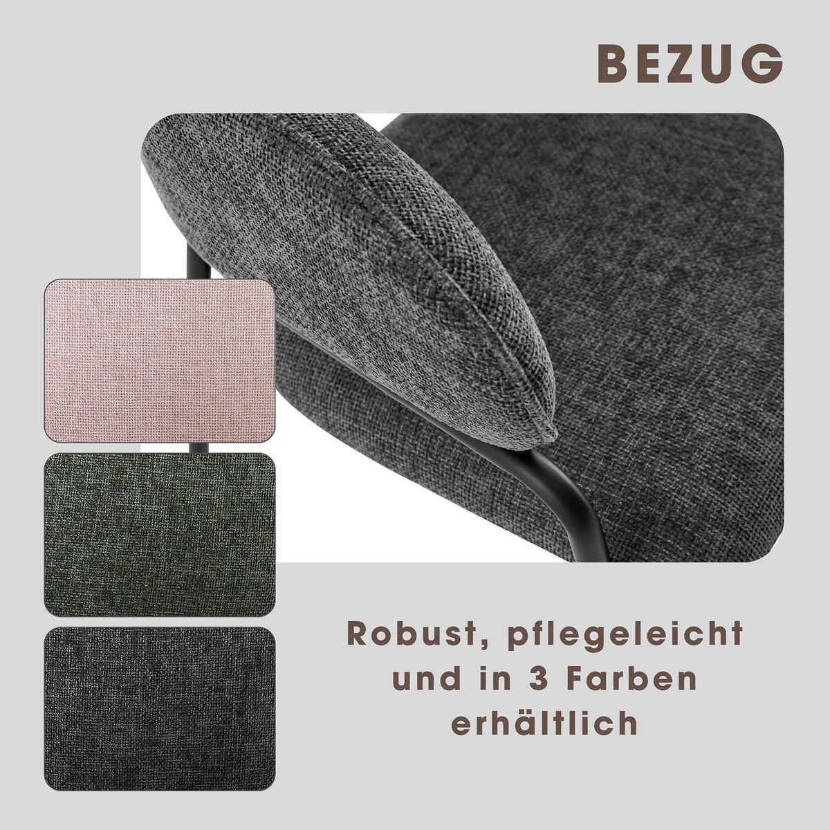 Stuhl CURVE schwarz grau Metall Stoff B/H/T: ca. 60x86x58 cm CURVE - schwarz/grau (60,00/86,00/58,00cm) - byLIVING