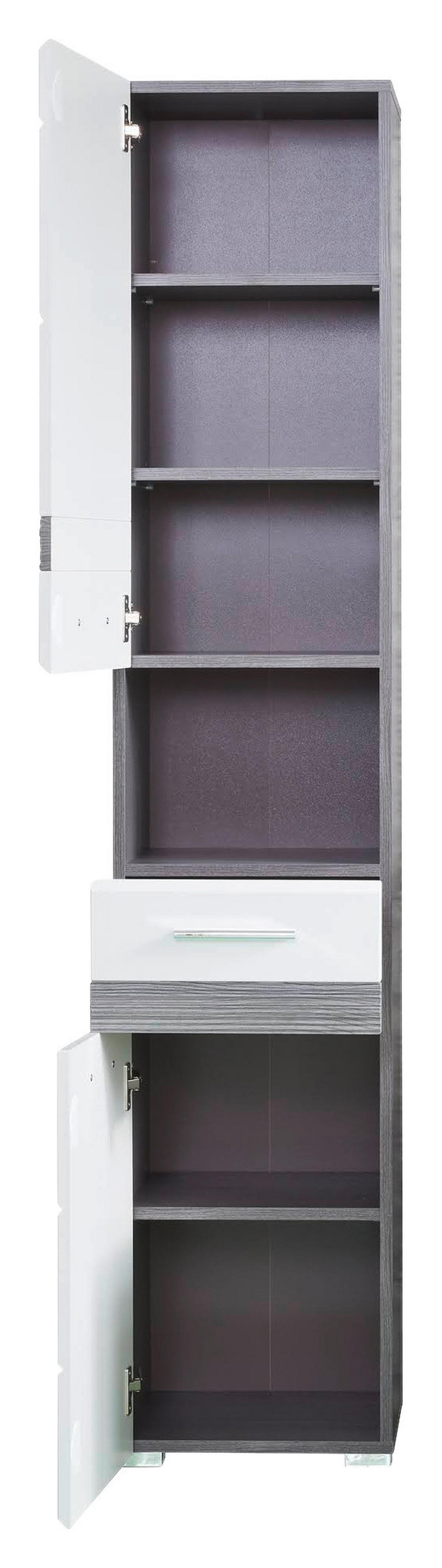 Hochschrank SetOne Eiche Rauchsilber Nachbildung B/H/T: ca. 37x182x31 cm SetOne - Eiche/weiß (37,00/182,00/31,00cm)