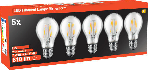 Blulaxa Leuchtmittel 49252 E27 LED-Leuchtmittel_5erPack E27 - klar (6,00cm) - Blulaxa