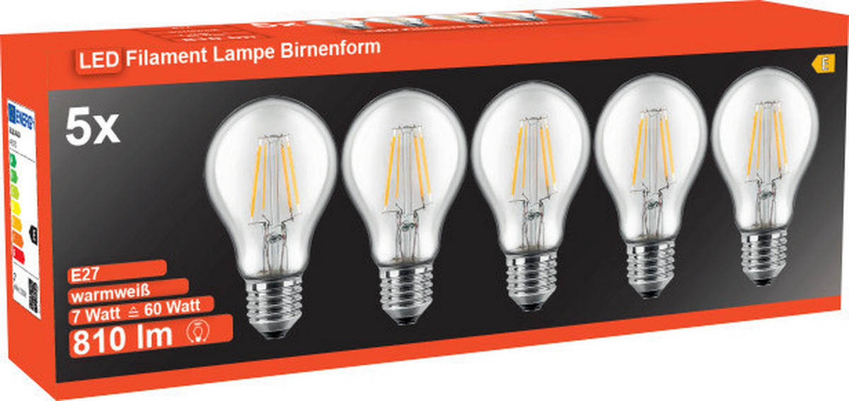 Blulaxa Leuchtmittel 49252 E27 LED-Leuchtmittel_5erPack E27 - klar (6,00cm) - Blulaxa