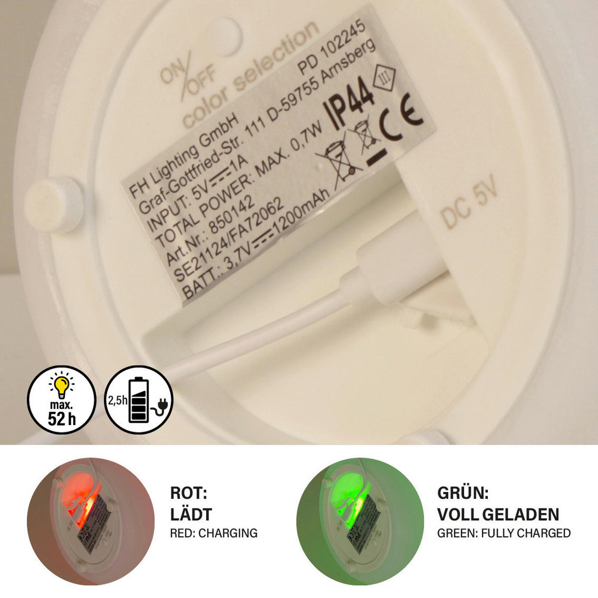 LED-Außenleuchte 850289 Ruby weiß H/D: ca. 16x12 cm Ruby - weiß (12,00/16,00cm) - easy! by FHL