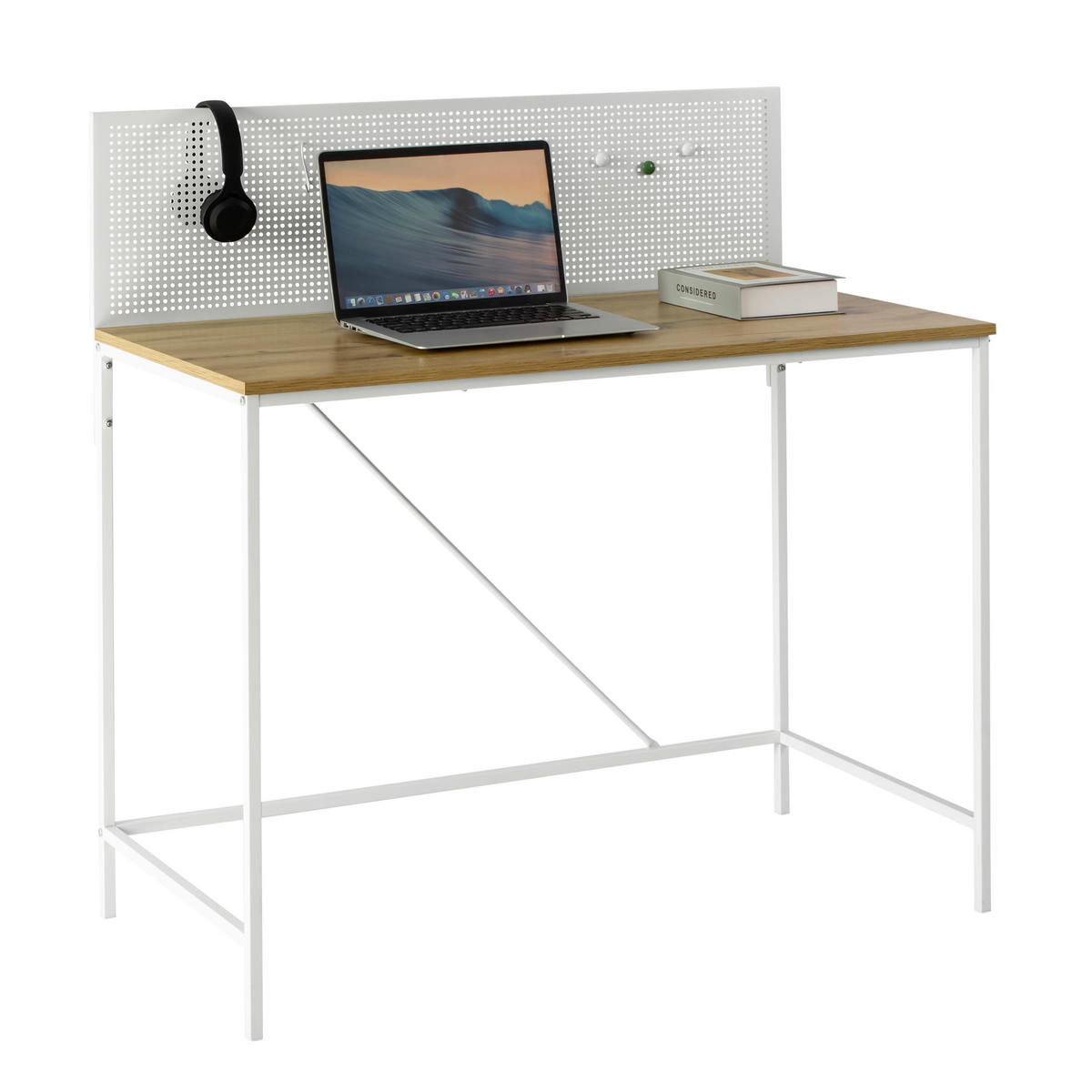 Schreibtisch Rene Eiche Nachbildung weiß B/H/T: ca. 100x104x52 cm Rene - Eiche/weiß (100,00/104,00/52,00cm)