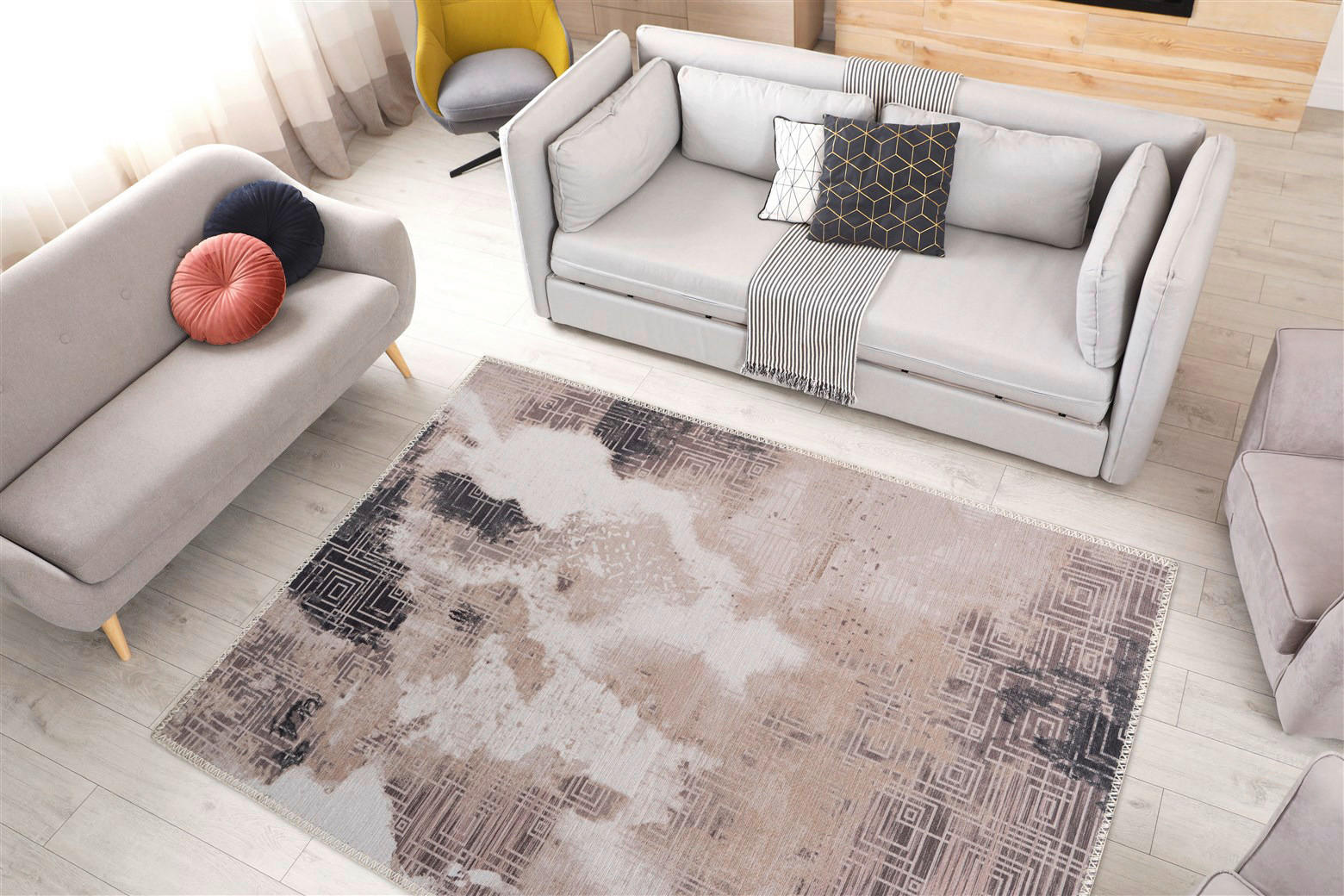 Thumbnail - Arte Espina Flachflorteppich Prayer 525 creme B/H/L: ca. 120x0,5x180 cm