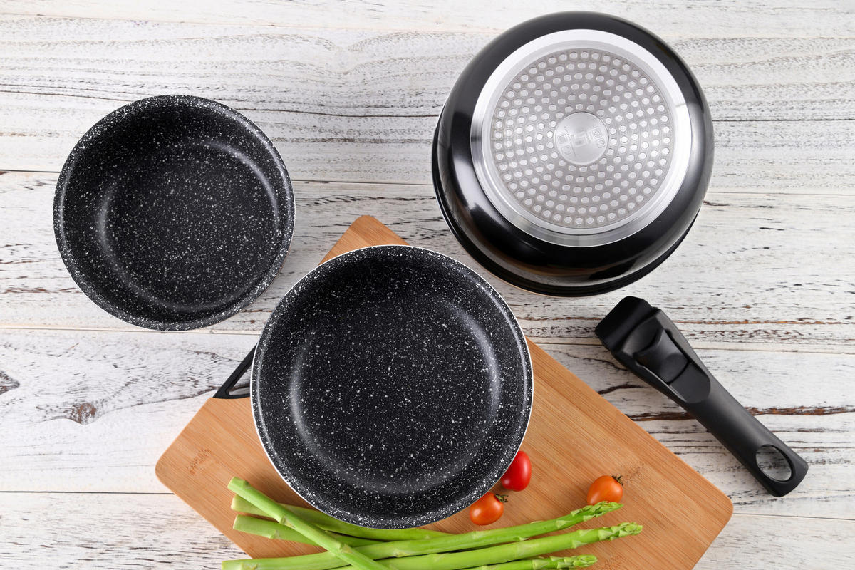 BERGNER Topfset Click & cook black schwarz Aluminium 4 tlg. Click & cook black - schwarz - BERGNER