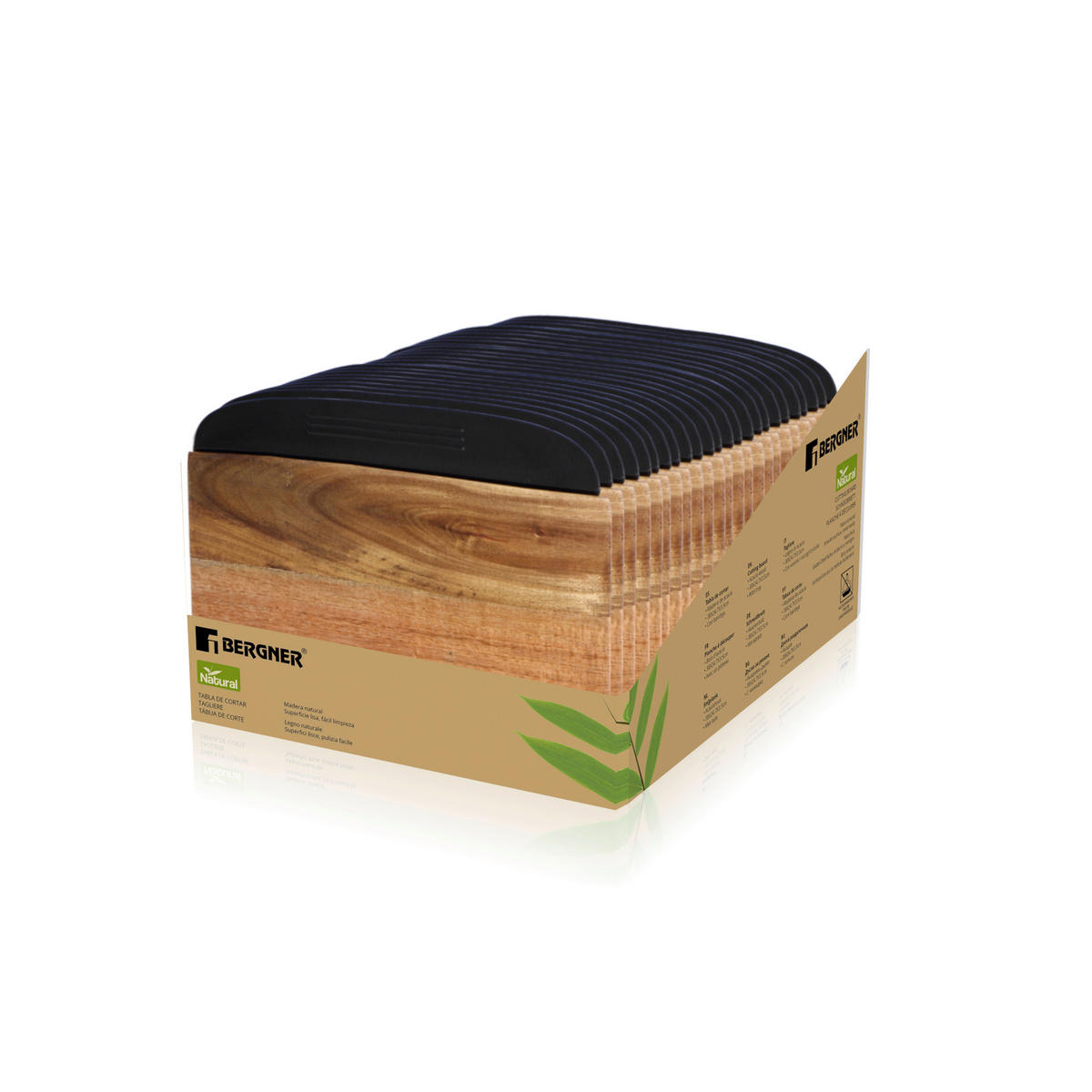 BERGNER Schneidbrettset Natural natur Akazie Holz Natural - natur/schwarz - BERGNER