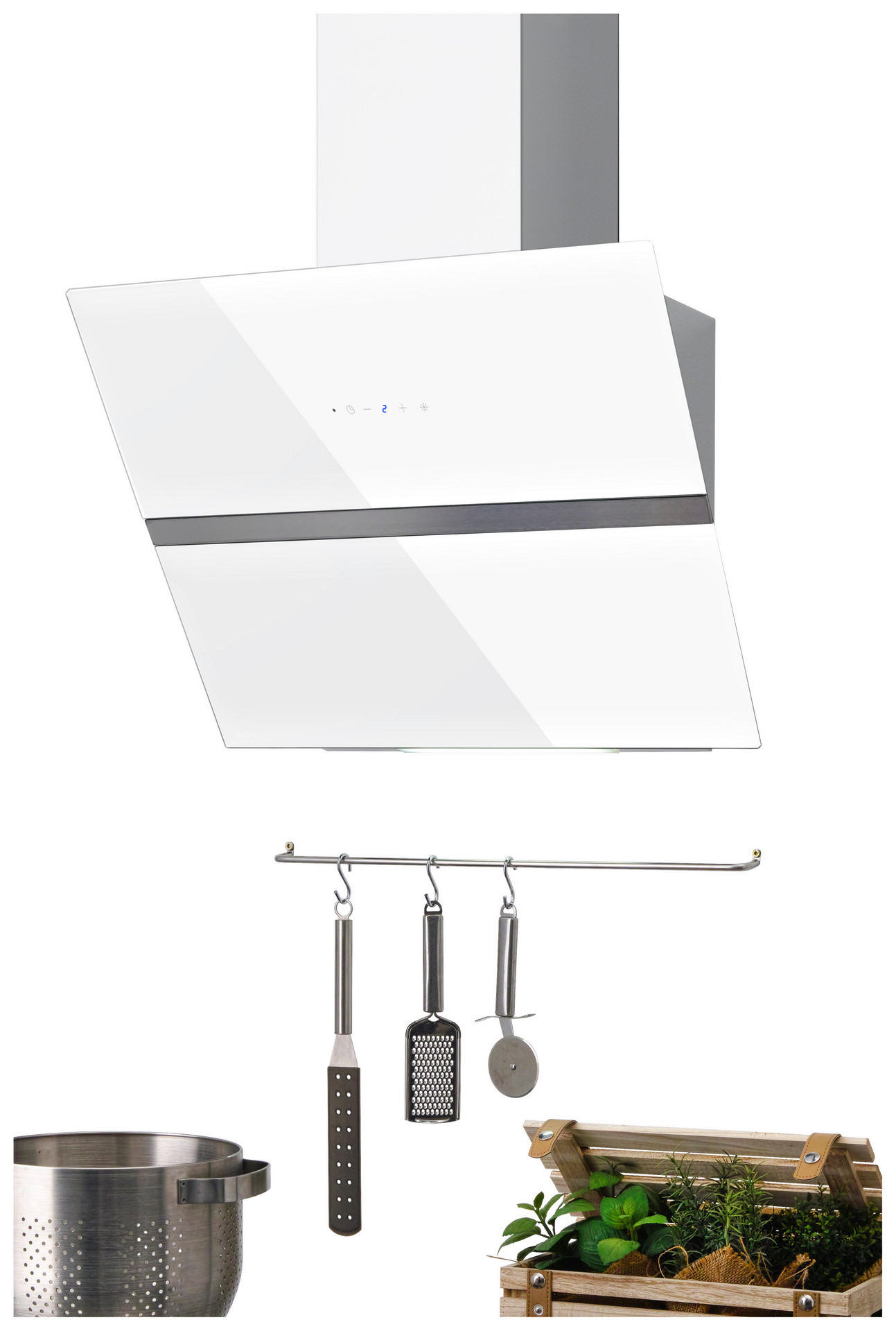 INTERPLAN Dunstabzugshaube Passat Pro White 60 weiß Glas Edelstahl B/H/T: ca. 60x42x38,5 cm Passat Pro White 60 - weiß (60,00/42,00/38,50cm) - INTERPLAN