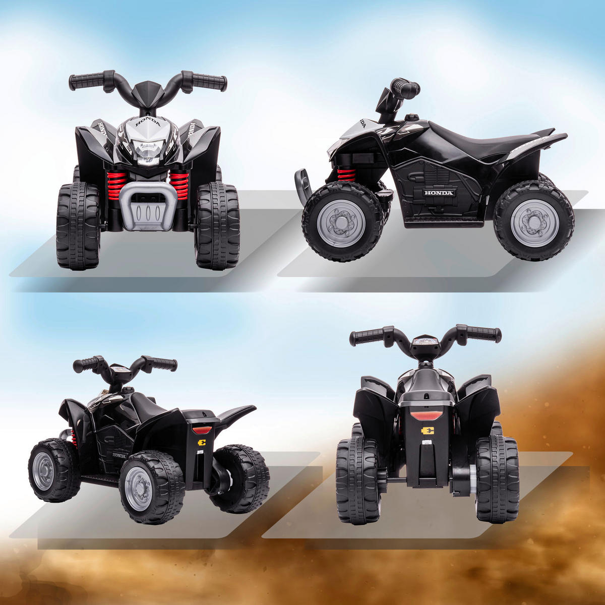 AIYAPLAY Kinderauto schwarz B/H/L: ca. 38,5x65,5x43,5 cm Kinderquad - schwarz (43,50/38,50/65,50cm) - AIYAPLAY
