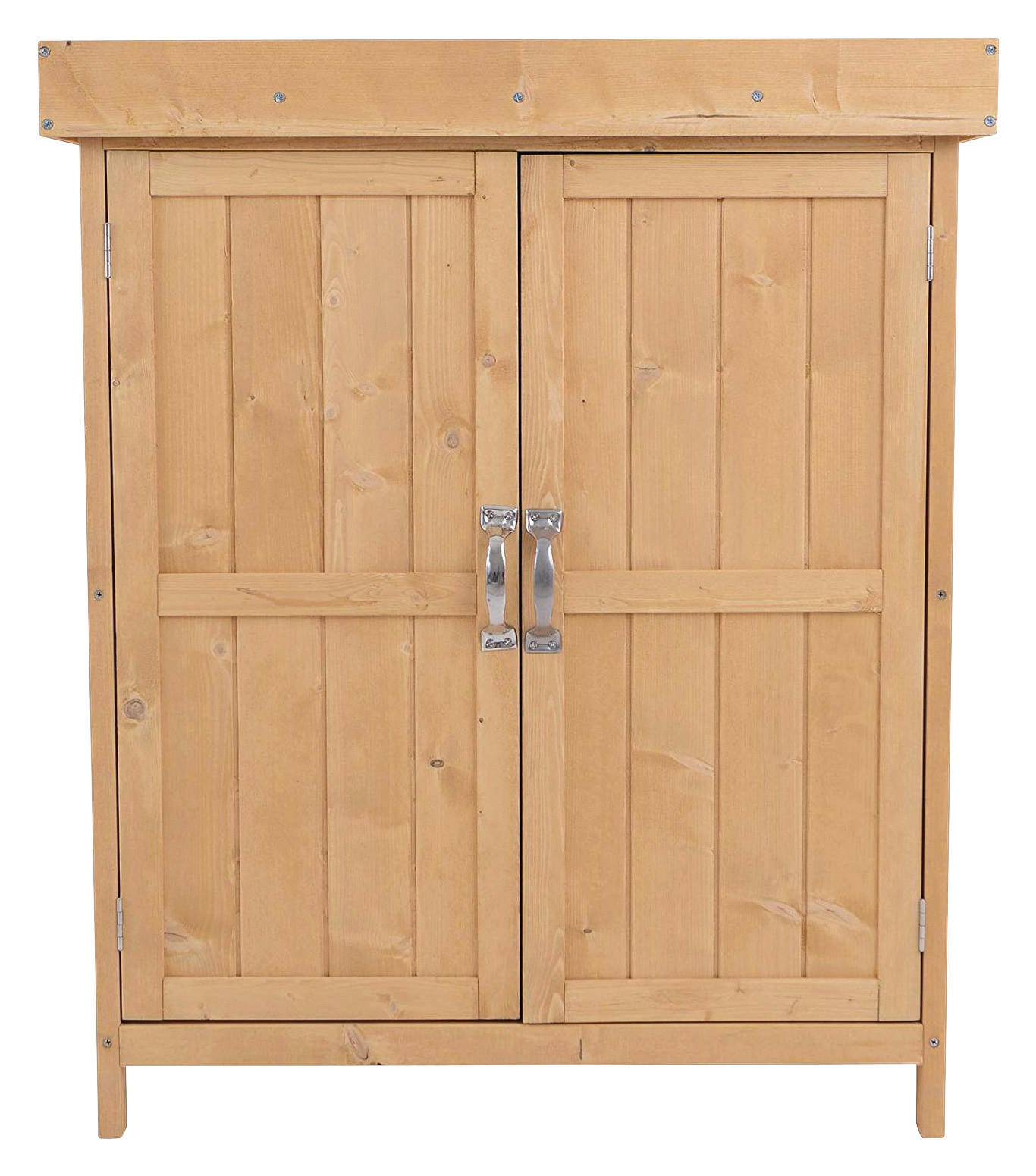 Outsunny Gartenschrank Gartenschrank_mit_2_Fächer - natur (74,00/43,00/88,00cm) - Outsunny