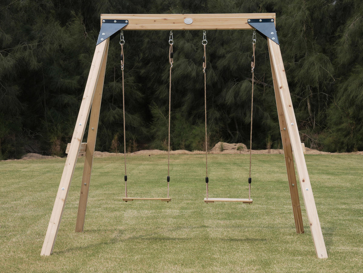 AXI Doppelschaukel Yuna braun B/H/L: ca. 224x208x186 cm Yuna - blau/braun (186,00/224,00/208,00cm) - AXI