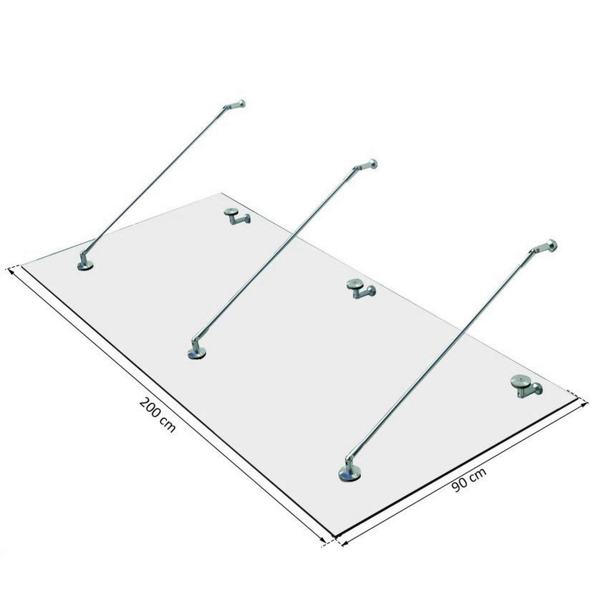HOMCOM Vordach transparent B/L: ca. 90x200 cm Glasvordach 02-0554 - transparent (90,00/200,00cm) - HOMCOM