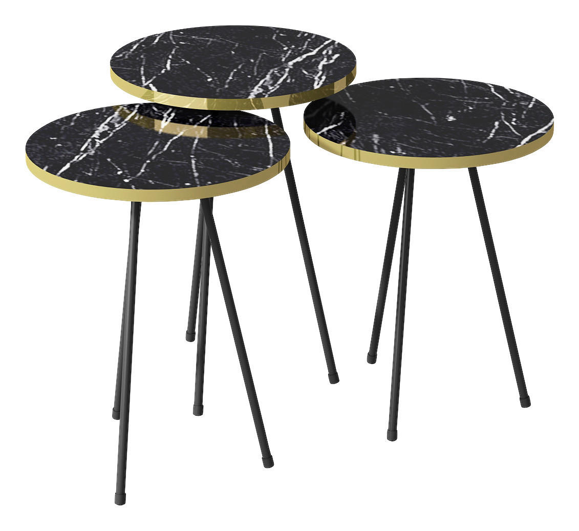 Beistelltisch 3er-Set. 21776160 schwarz Marmoroptik B/H/T: ca. 38x53,5x38 cm 3er-Set. 21776160 - schwarz/Marmoroptik (38,00/53,50/38,00cm) - moebel17