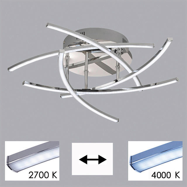 Fischer & Honsel LED-Deckenleuchte 20108 Chrom weiß Acryl Metall H/D: ca. 16x50 cm 5 Brennstellen Cross TW - weiß/Chrom (50,00/16,00cm) - Fischer & Honsel
