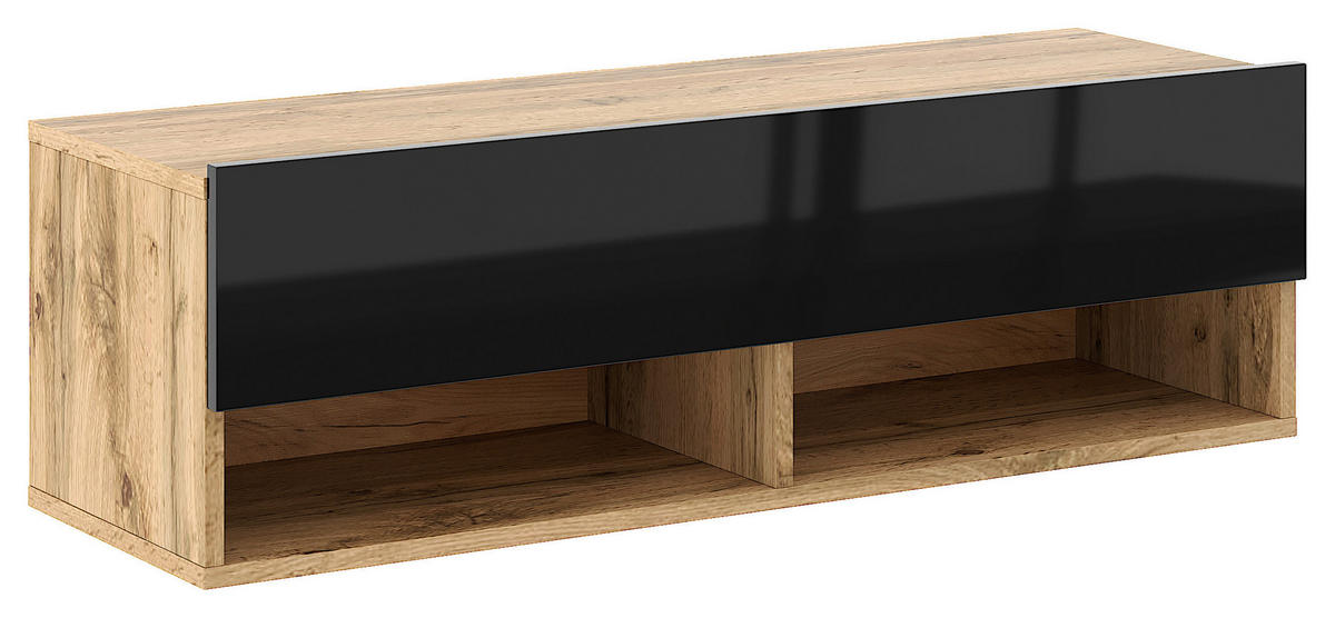 TV-Lowboard TV LOWBOARD DERBY 100 Eiche Wotan Nachbildung schwarz glänzend B/H/T: ca. 100x32,5x31,5 cm TV LOWBOARD DERBY 100 - Eiche/schwarz (100,00/32,50/31,50cm) - WIPMEB