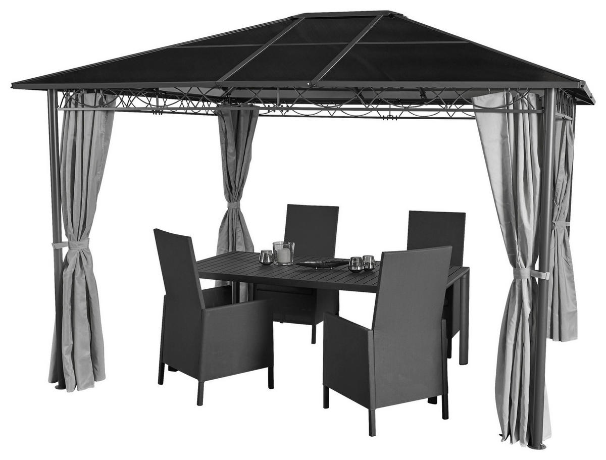 Grasekamp Pavillon Meran anthrazit Stahl B/H/L: ca. 360x257x300 cm Meran - hellgrau/anthrazit (300,00/360,00/257,00cm) - Grasekamp