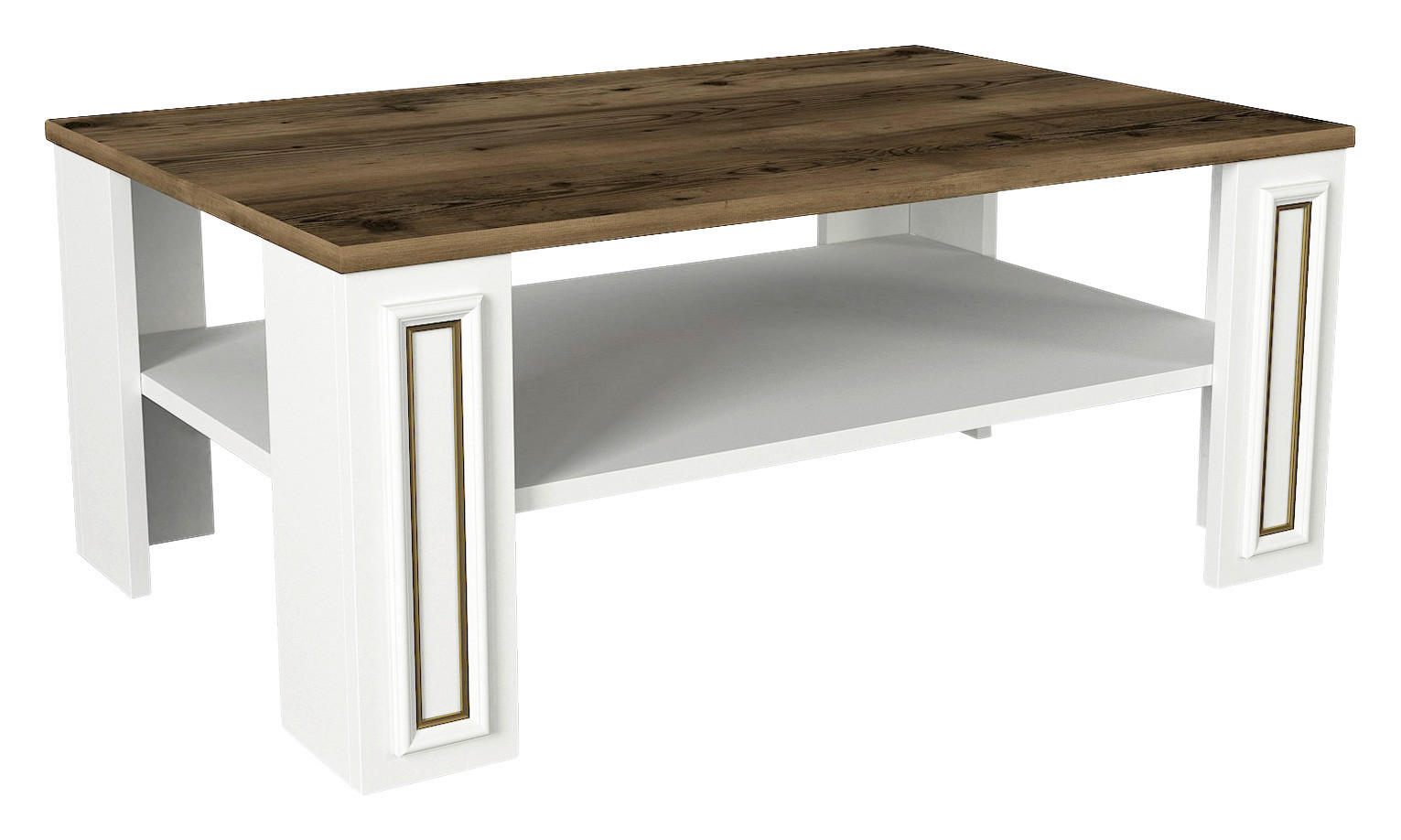 Couchtisch Sansa weiß walnuss Nachbildung B/H/T: ca. 90x38x60 cm Sansa - weiß/walnuss (90,00/38,00/60,00cm) - moebel17