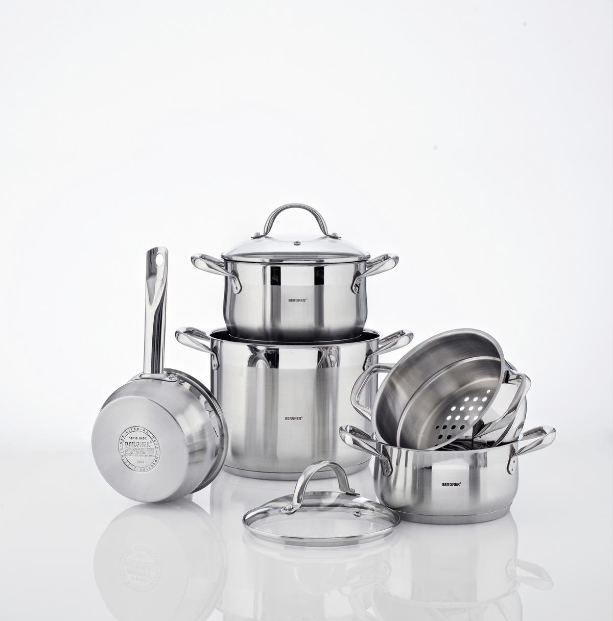 BERGNER Kochtopf GOURMET silber Edelstahl B/H/L: ca. 29,6x15,5x39 cm GOURMET - silber (39,00/29,60/15,50cm) - BERGNER