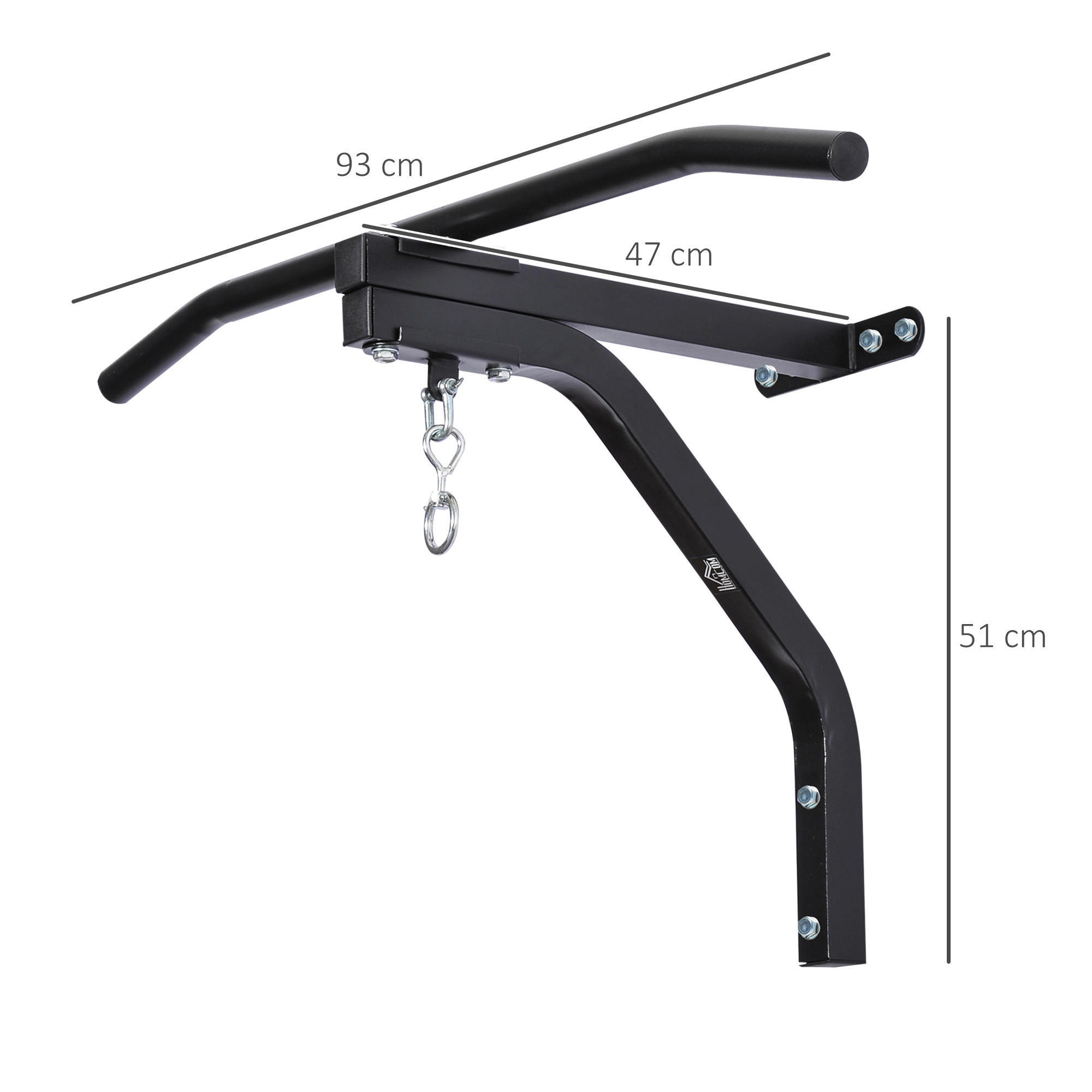 HOMCOM Fitness-Zubehör schwarz Edelstahl B/H/L: ca. 47x93x51 cm Boxsackhalterung - schwarz (51,00/47,00/93,00cm) - HOMCOM