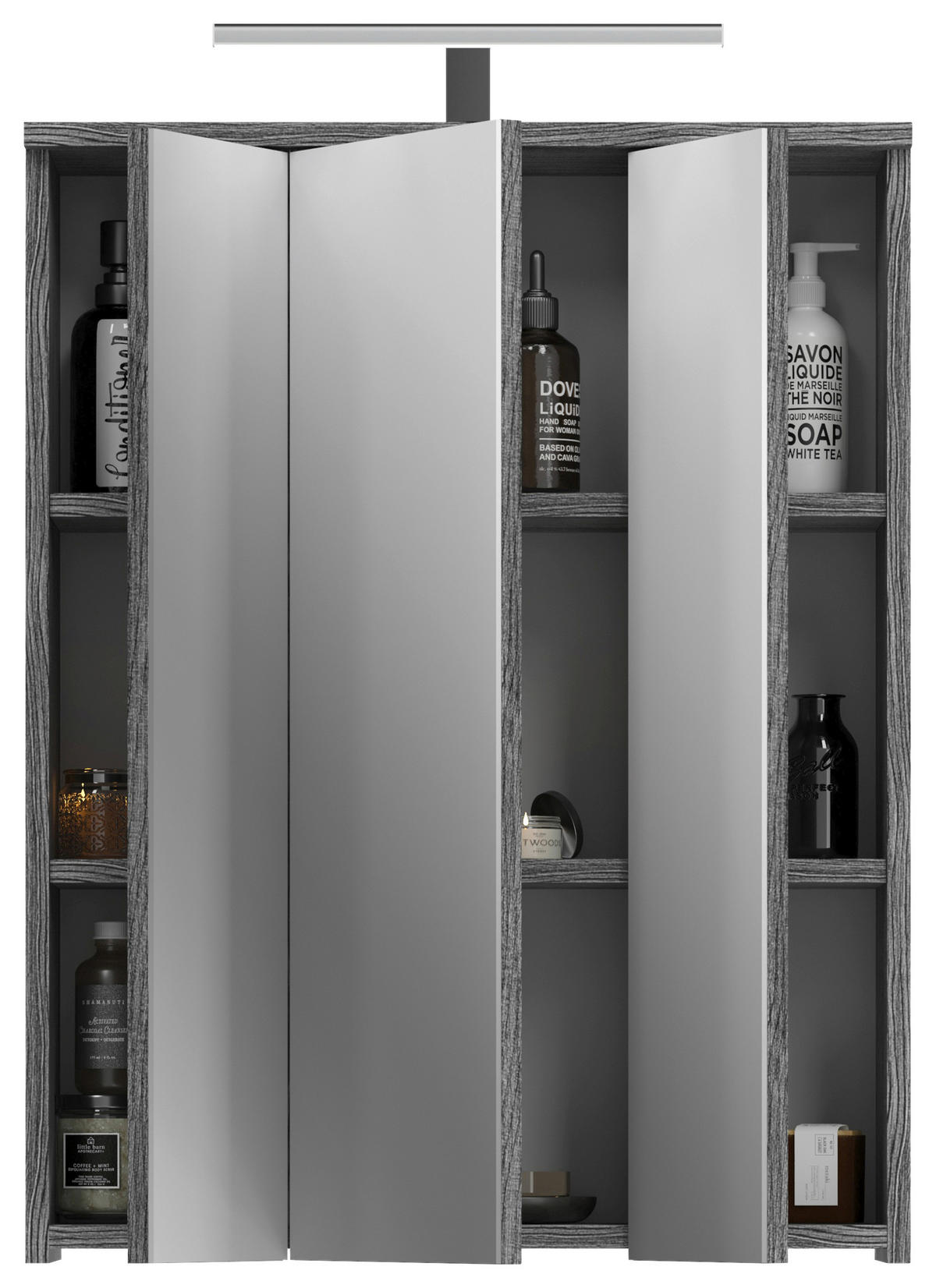 Spiegelschrank BLAKE Rauchsilber Nachbildung weiß Hochglanz B/H/T: ca. 64x77x21 cm BLAKE - weiß (64,00/77,00/21,00cm) - xonox.home