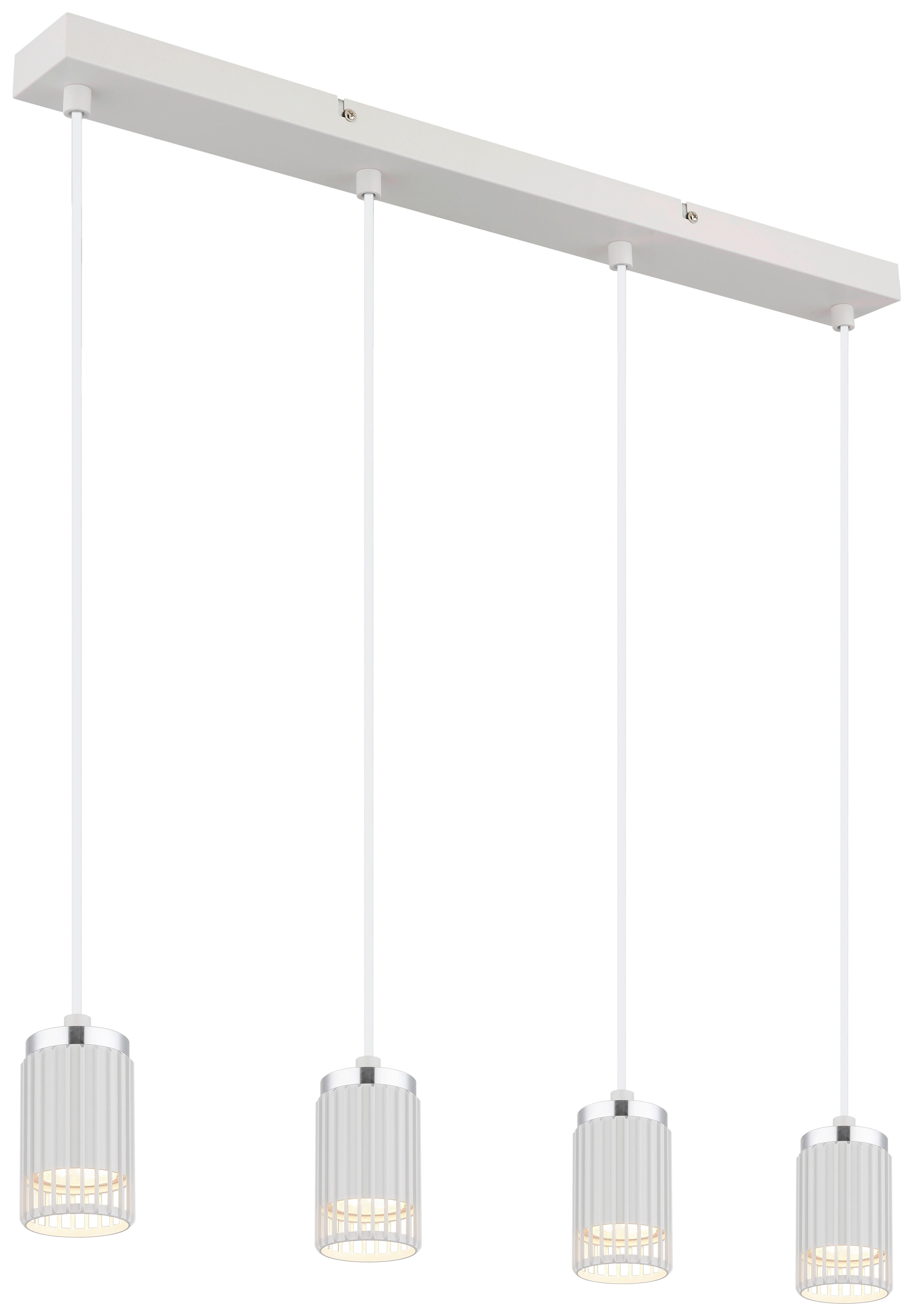 GLOBO Pendelleuchte weiß Aluminium Metall B/H/T/L: ca. 6x115,5x60x60 cm GU10 4 Brennstellen Korben - weiß (60,00/6,00/115,50cm) - GLOBO