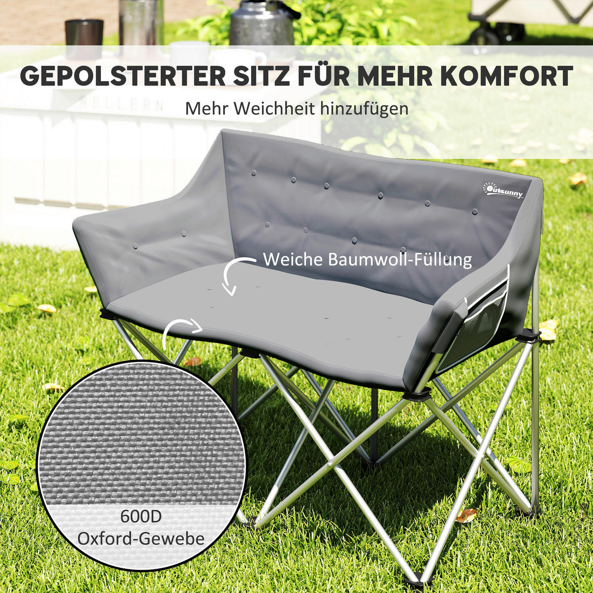 Outsunny Campingstuhl grau Metall B/H/L: ca. 57x95x120 cm Campingstuhl - grau (120,00/57,00/95,00cm) - Outsunny