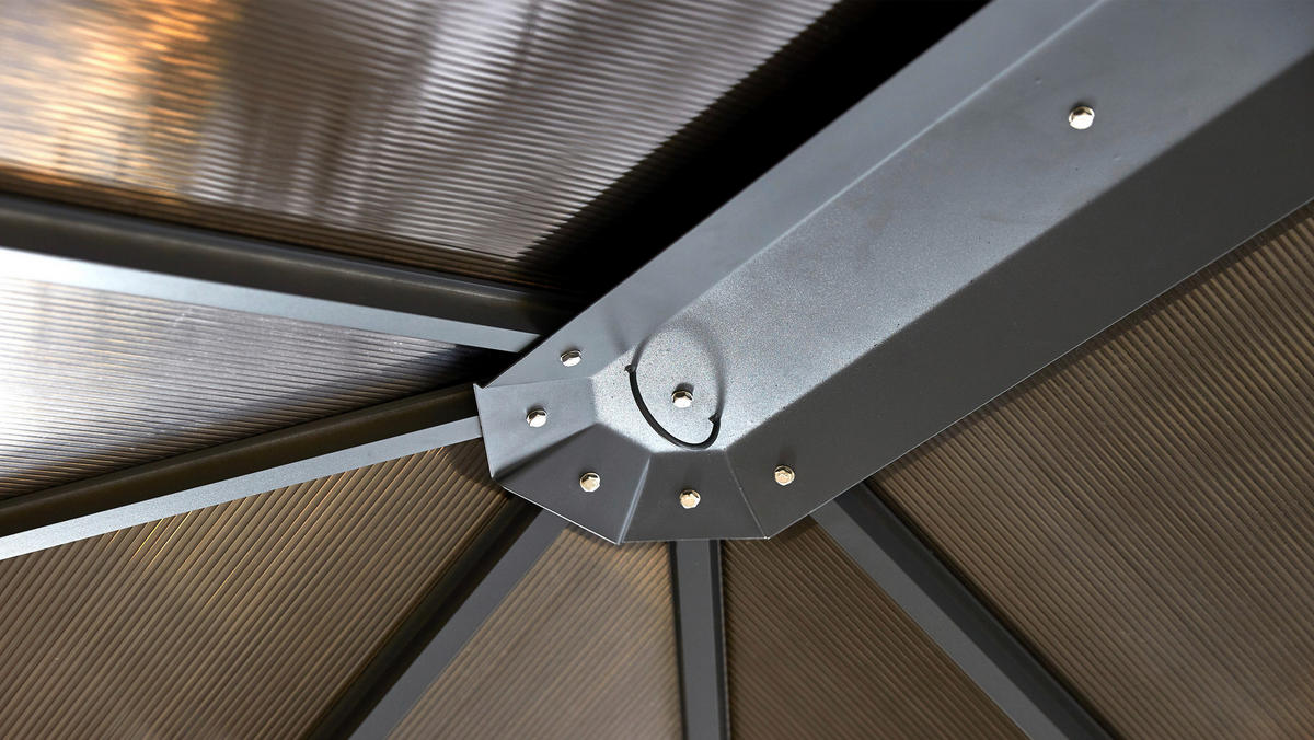 Grasekamp Pavillon Meran anthrazit Stahl B/H/L: ca. 360x257x300 cm Meran - hellgrau/anthrazit (300,00/360,00/257,00cm) - Grasekamp