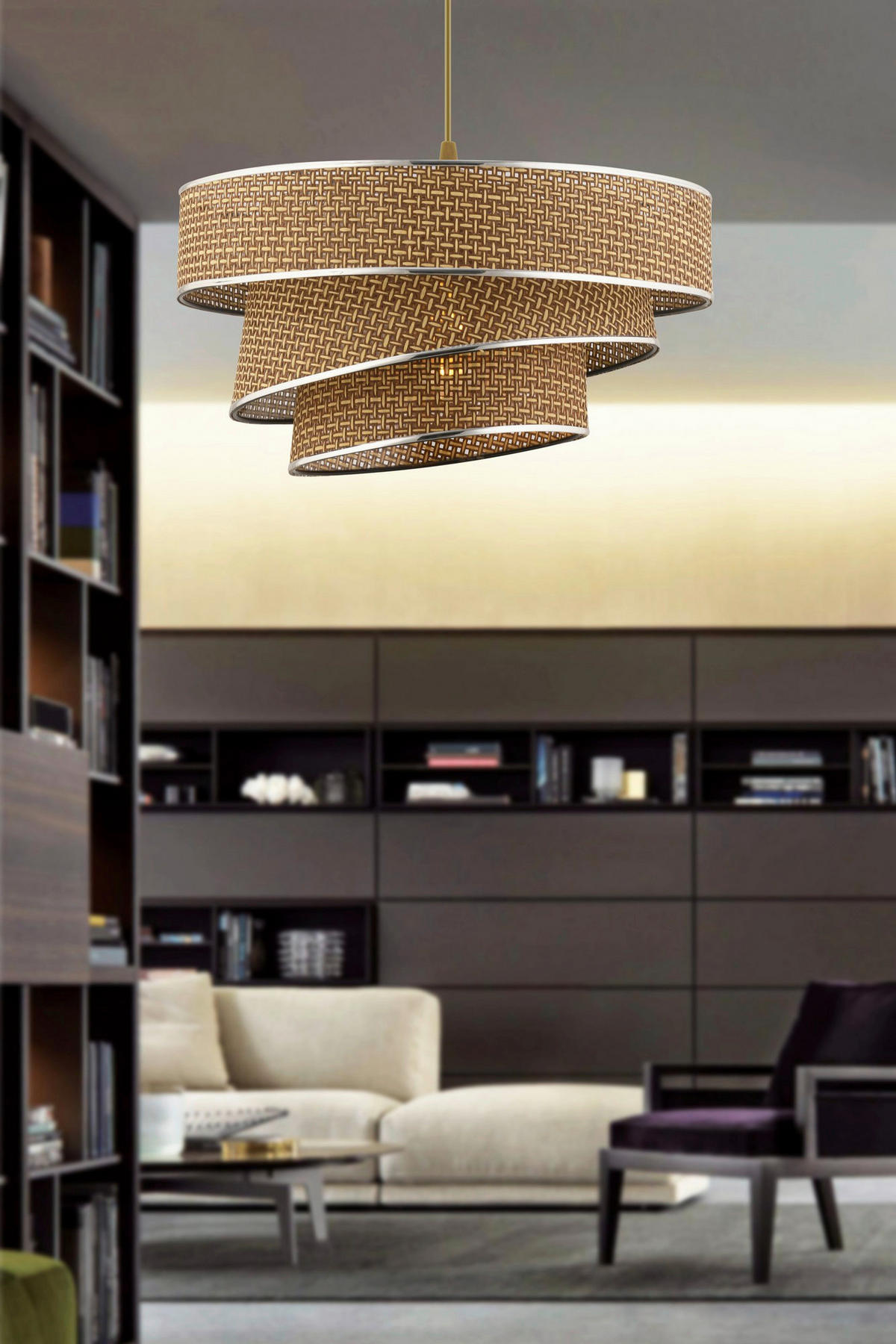 Opviq Pendelleuchte silber beige Baumwolle Metall B/H/L: ca. 40x72x40 cm E27 1 Brennstellen Couper Hazeran - beige/silber (40,00/40,00/72,00cm) - Opviq