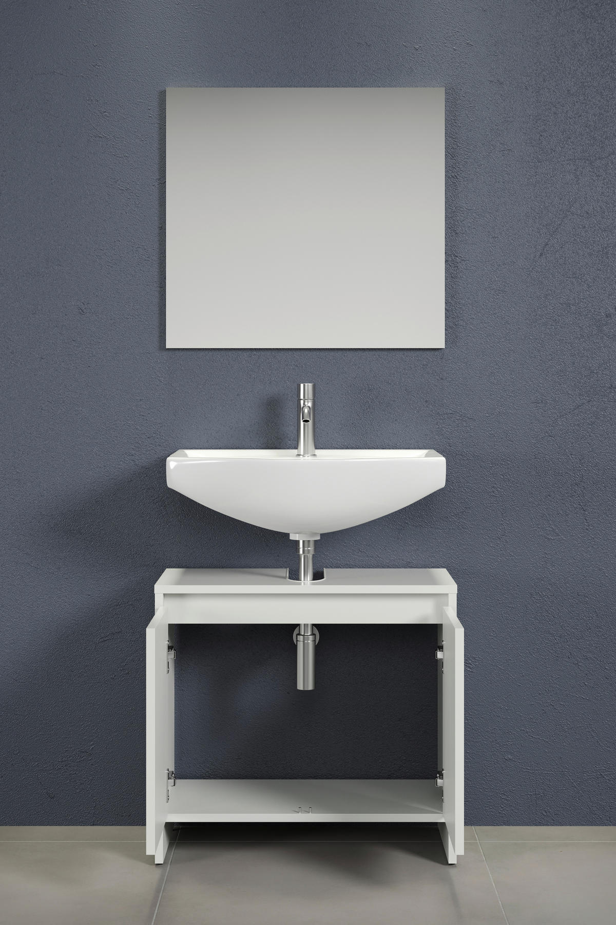 Badezimmer-Set Basix weiß matt grau B/H/T: ca. 60x164x28 cm Basix - weiß/grau (60,00/164,00/28,00cm) - Trendteam