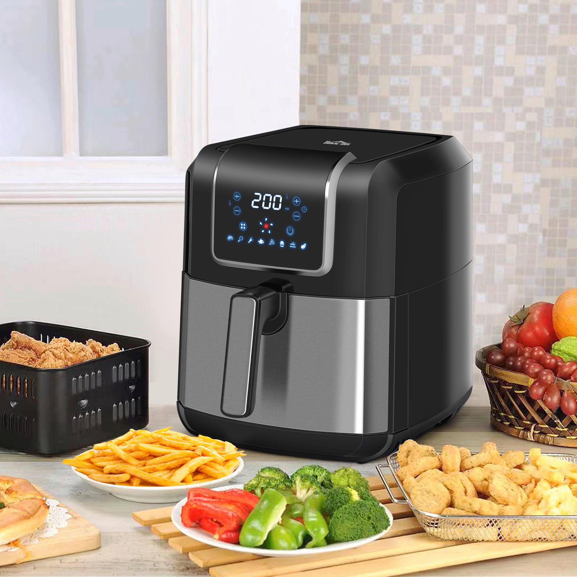 HOMCOM Küchengerät 800-120V90 schwarz Polypropylen B/H/L: ca. 29x36,5x33,8 cm ca. 6,5 l Heißluftfritteuse - schwarz (33,80/29,00/36,50cm) - HOMCOM