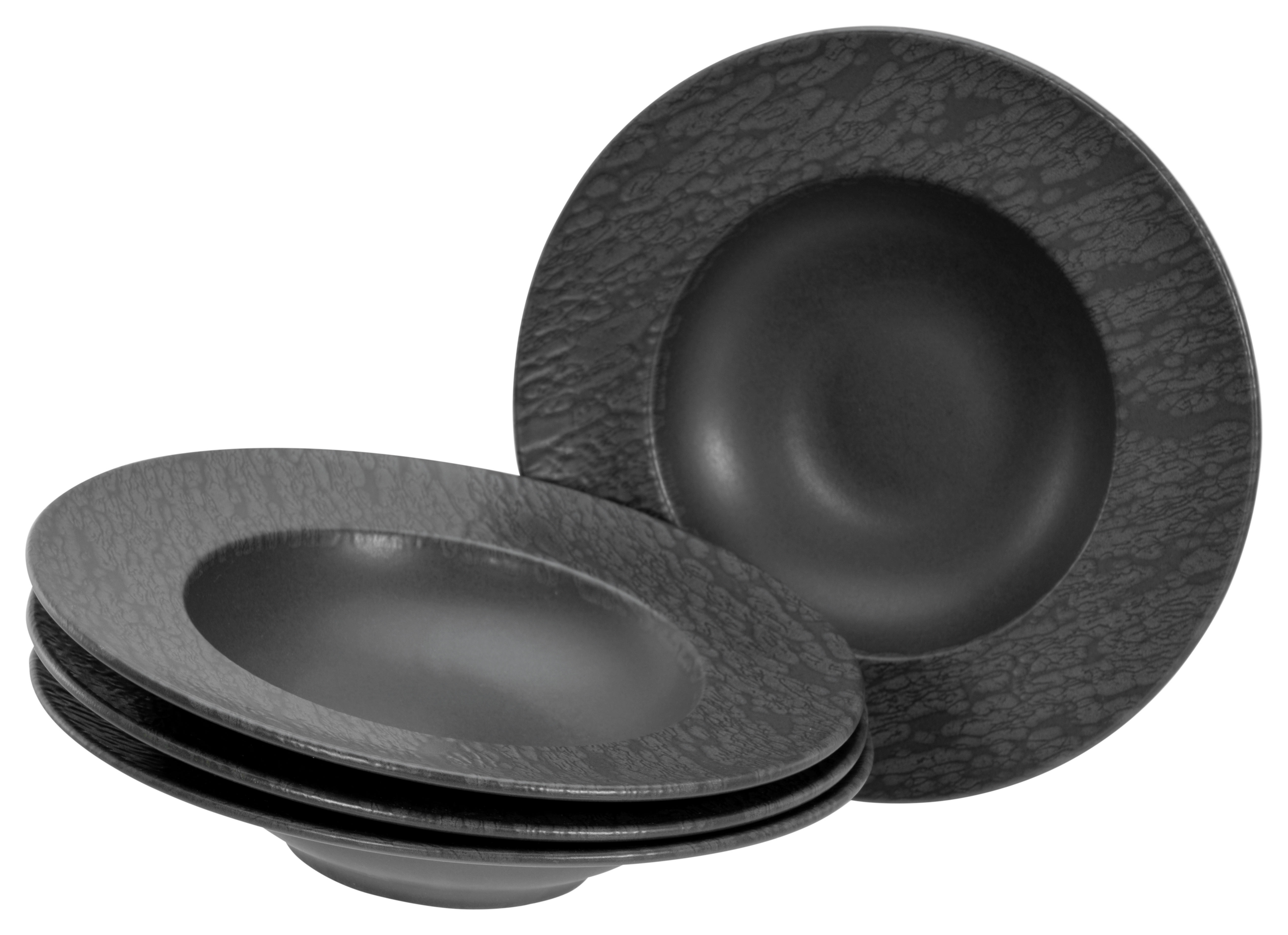 CreaTable Pastateller-Set Schiefer schwarz Steinzeug H/D: ca. 6x27 cm Schiefer - schwarz (27,00/6,00cm) - CreaTable