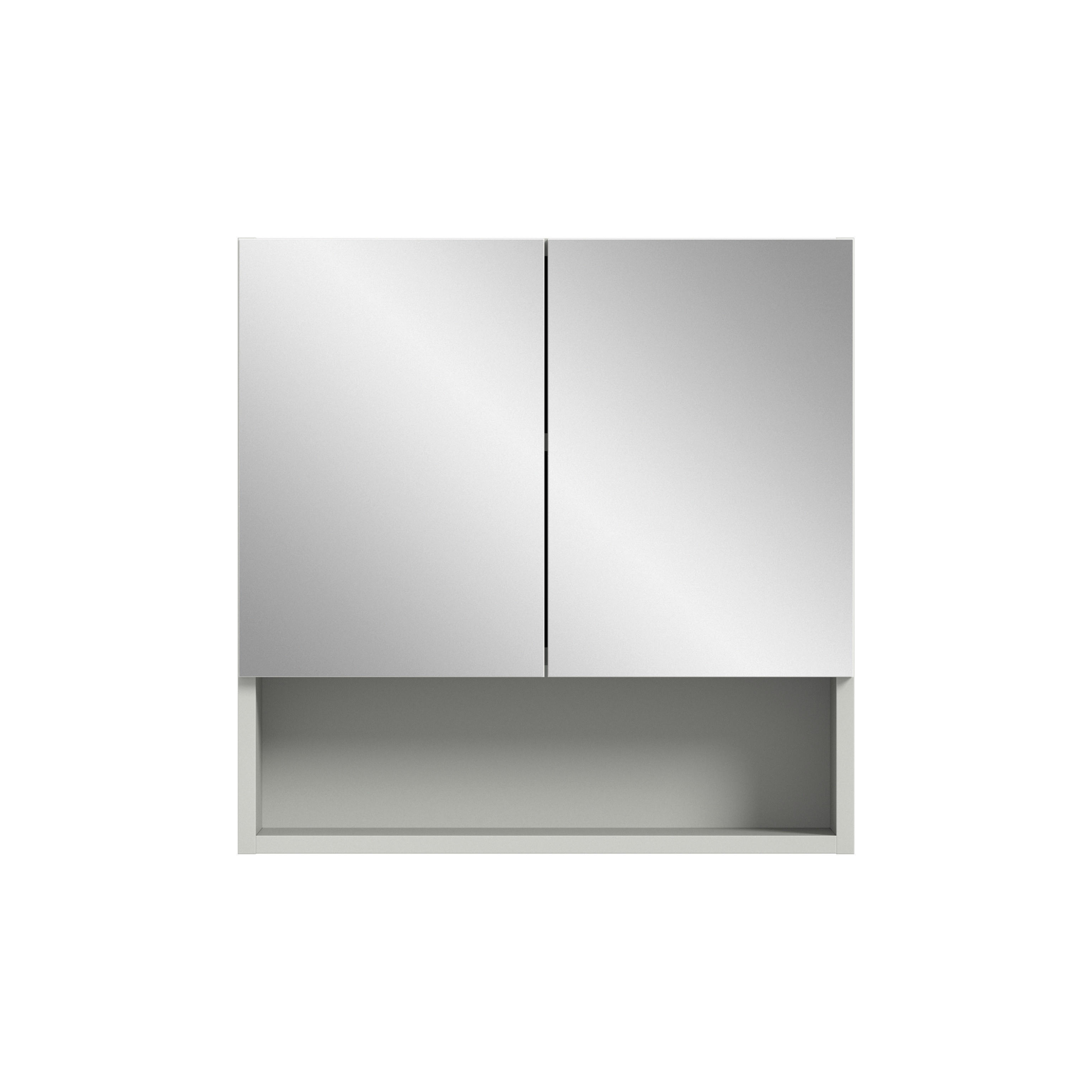 Spiegelschrank Copa hellgrau weiß Hochglanz B/H/T: ca. 55x55x17 cm Copa - hellgrau/weiß (55,00/55,00/17,00cm) - xonox.home