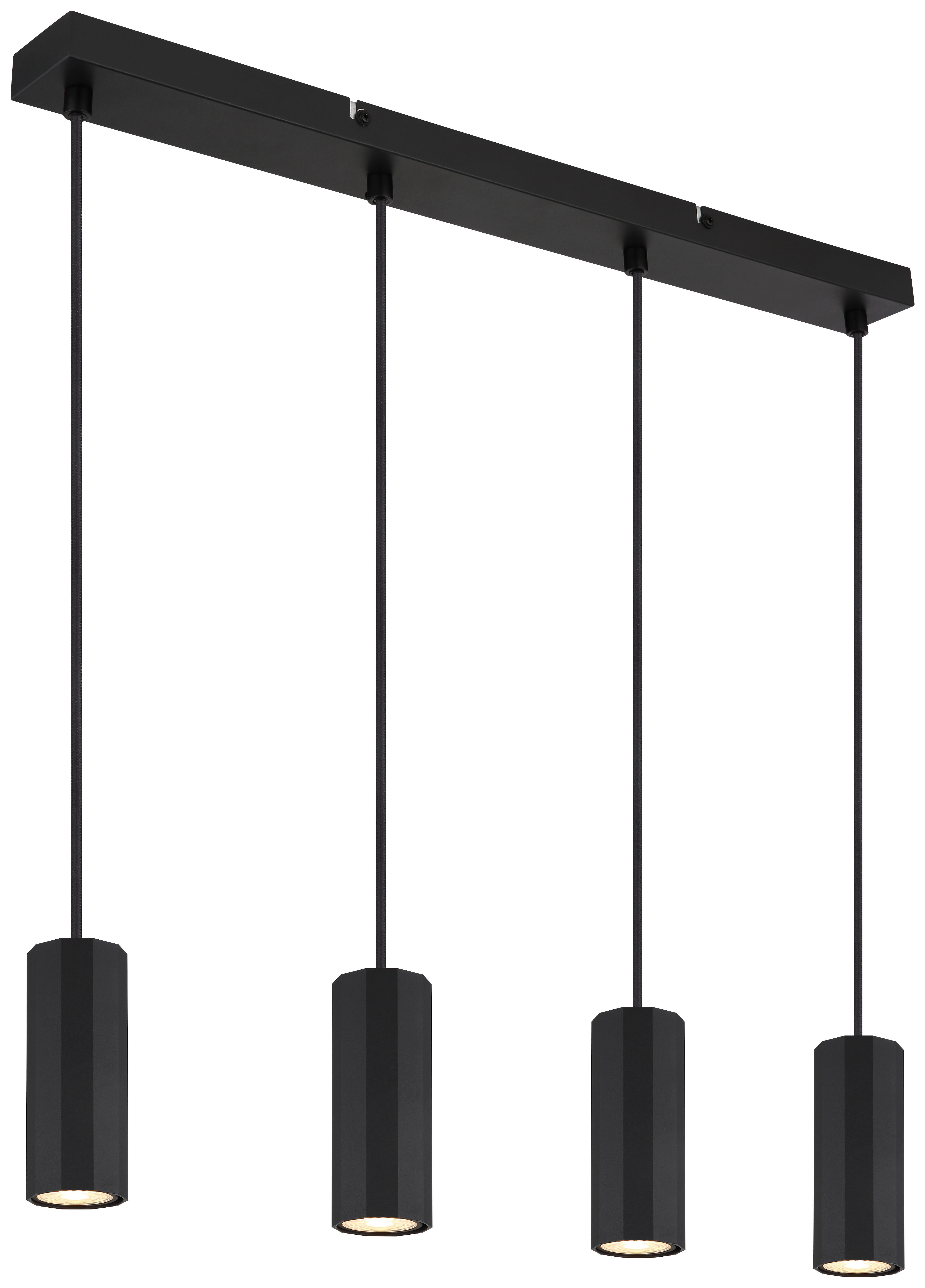 GLOBO Pendelleuchte JAMES 57918-4HB mattschwarz Kunststoff Metall B/H/L: ca. 61x120x6 cm GU10 4 Brennstellen JAMES - mattschwarz (6,00/61,00/120,00cm) - GLOBO