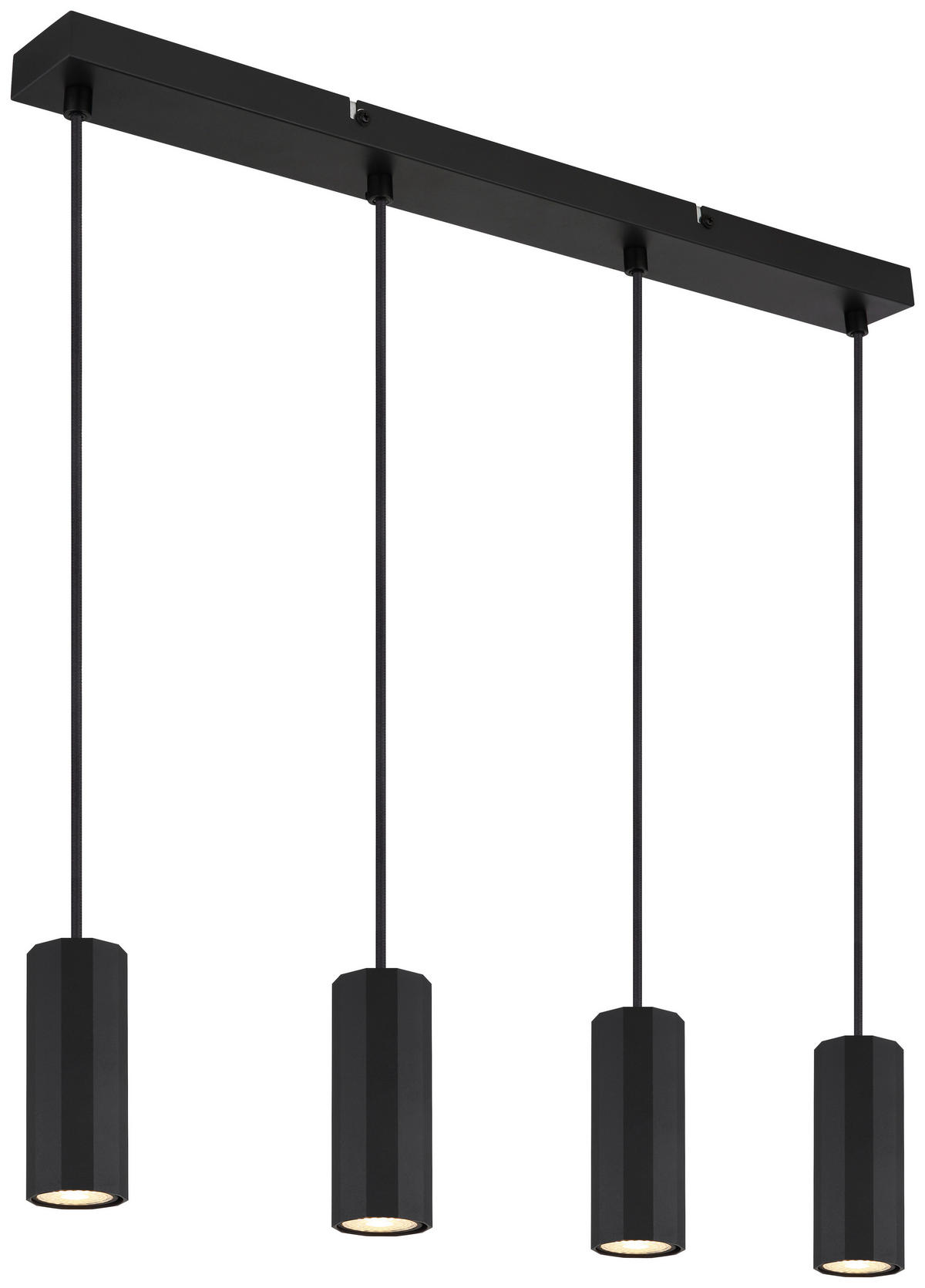 GLOBO Pendelleuchte JAMES 57918-4HB mattschwarz Kunststoff Metall B/H/L: ca. 61x120x6 cm GU10 4 Brennstellen JAMES - mattschwarz (6,00/61,00/120,00cm) - GLOBO