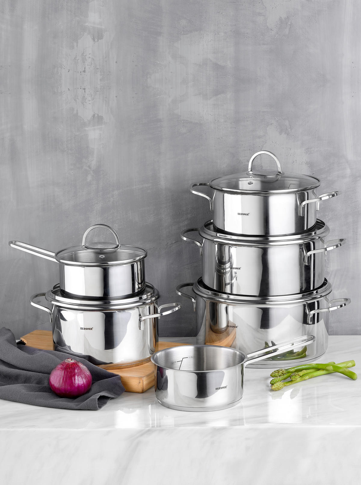 BERGNER Topfset Classic silber Edelstahl 6 tlg. Classic - silber - BERGNER