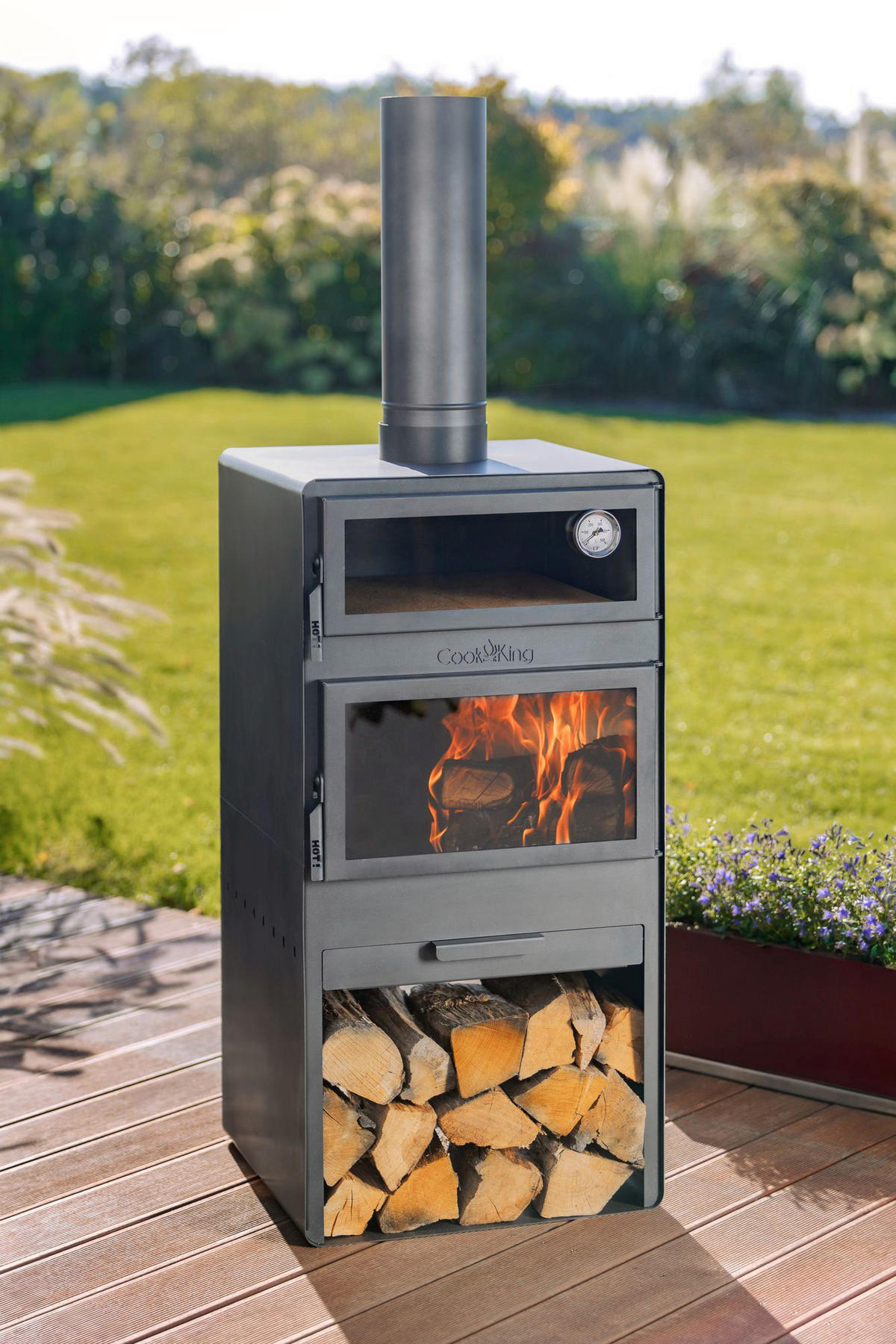 CookKing Terrassenofen Vento Plus schwarz Stahl B/H/L: ca. 50x150x50 cm Vento Plus - schwarz (50,00/50,00/150,00cm) - CookKing