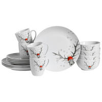 CreaTable Kombiservice Hirsch weiß Porzellan 16 tlg. Hirsch - weiß - CreaTable
