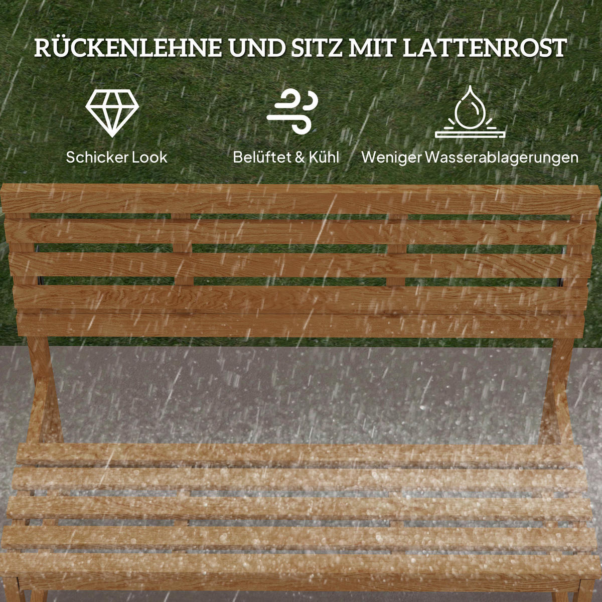 Outsunny Gartenbank teak Holz B/H/L: ca. 61x89x110 cm Gartenbank - teak (110,00/61,00/89,00cm) - Outsunny