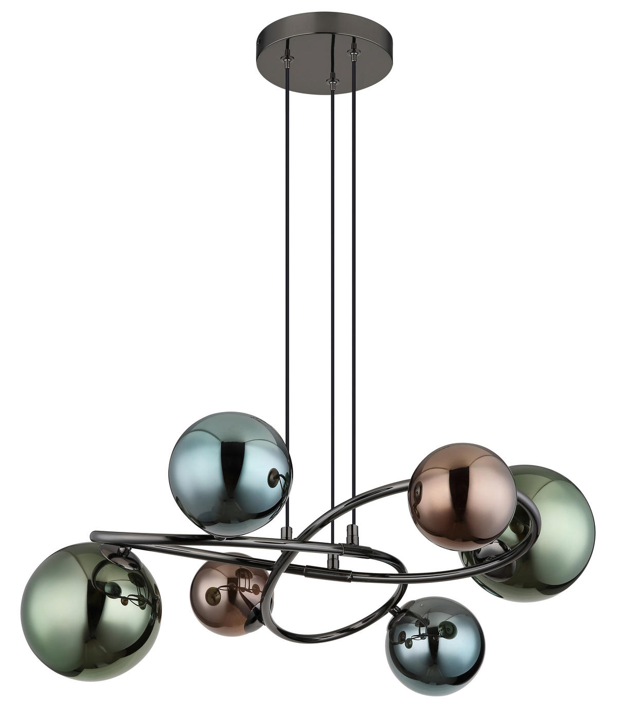 GLOBO Pendelleuchte grau bronze Glas Metall H/D: ca. 120x65 cm 6.0 Brennstellen Riha - bronze/grau (65,00/120,00cm) - GLOBO